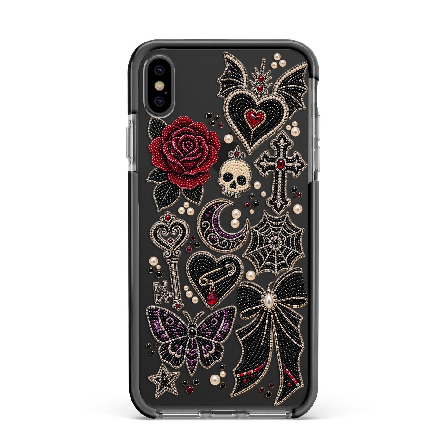 Love Thorns Charms Apple iPhone Xs Max Impact Case Black Edge on Black Phone