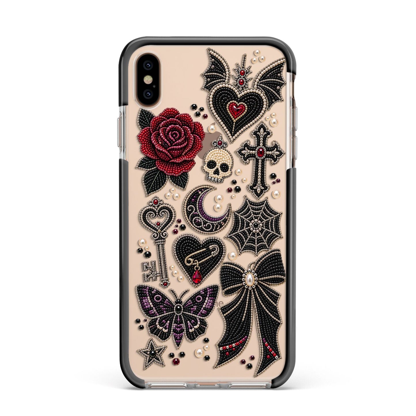 Love Thorns Charms Apple iPhone Xs Max Impact Case Black Edge on Gold Phone