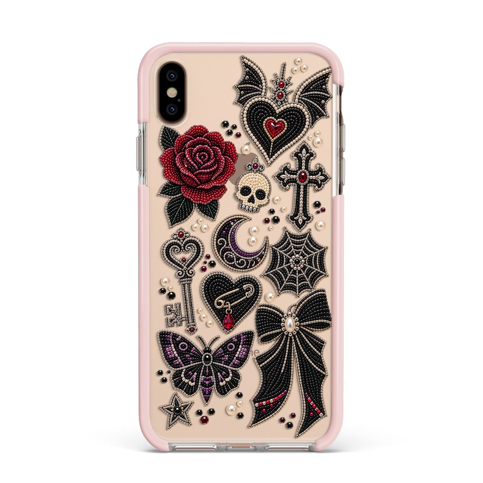 Love Thorns Charms Apple iPhone Xs Max Impact Case Pink Edge on Gold Phone