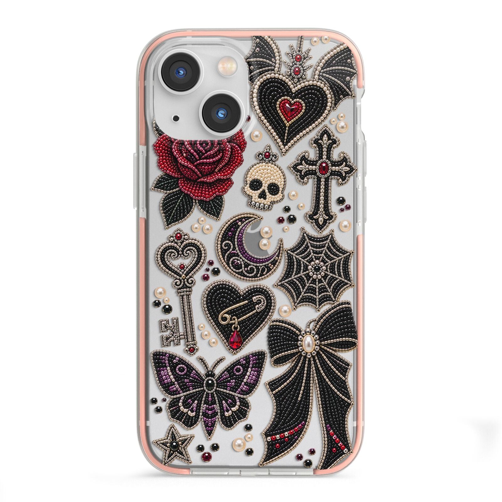 Love Thorns Charms iPhone 13 Mini TPU Impact Case with Pink Edges