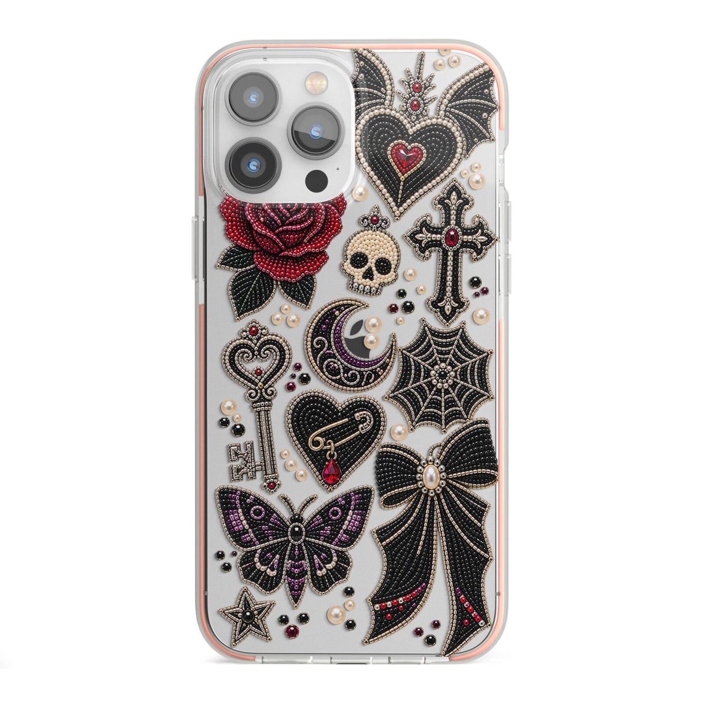 Love Thorns Charms iPhone 13 Pro Max TPU Impact Case with Pink Edges