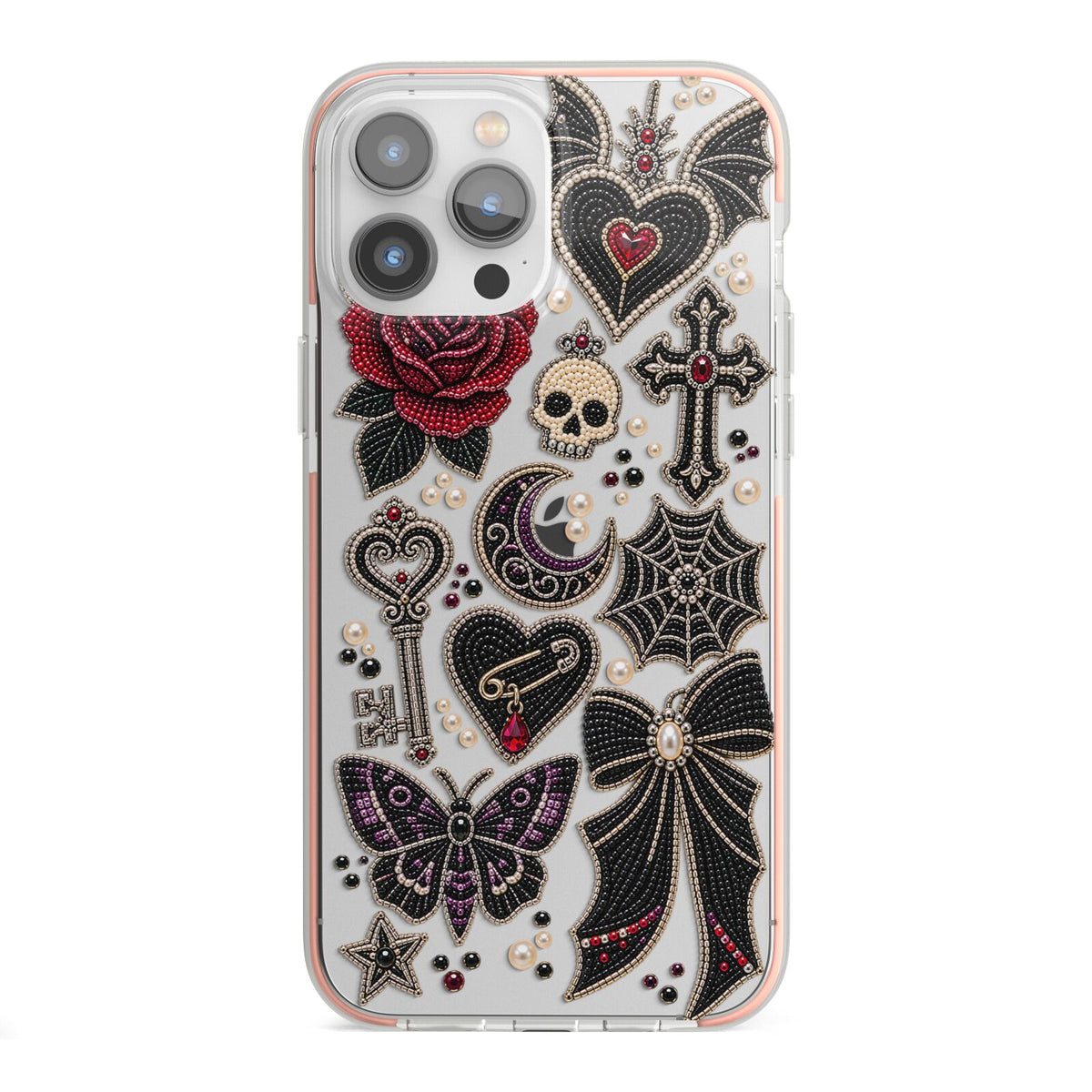 Love Thorns Charms iPhone 13 Pro Max TPU Impact Case with Pink Edges