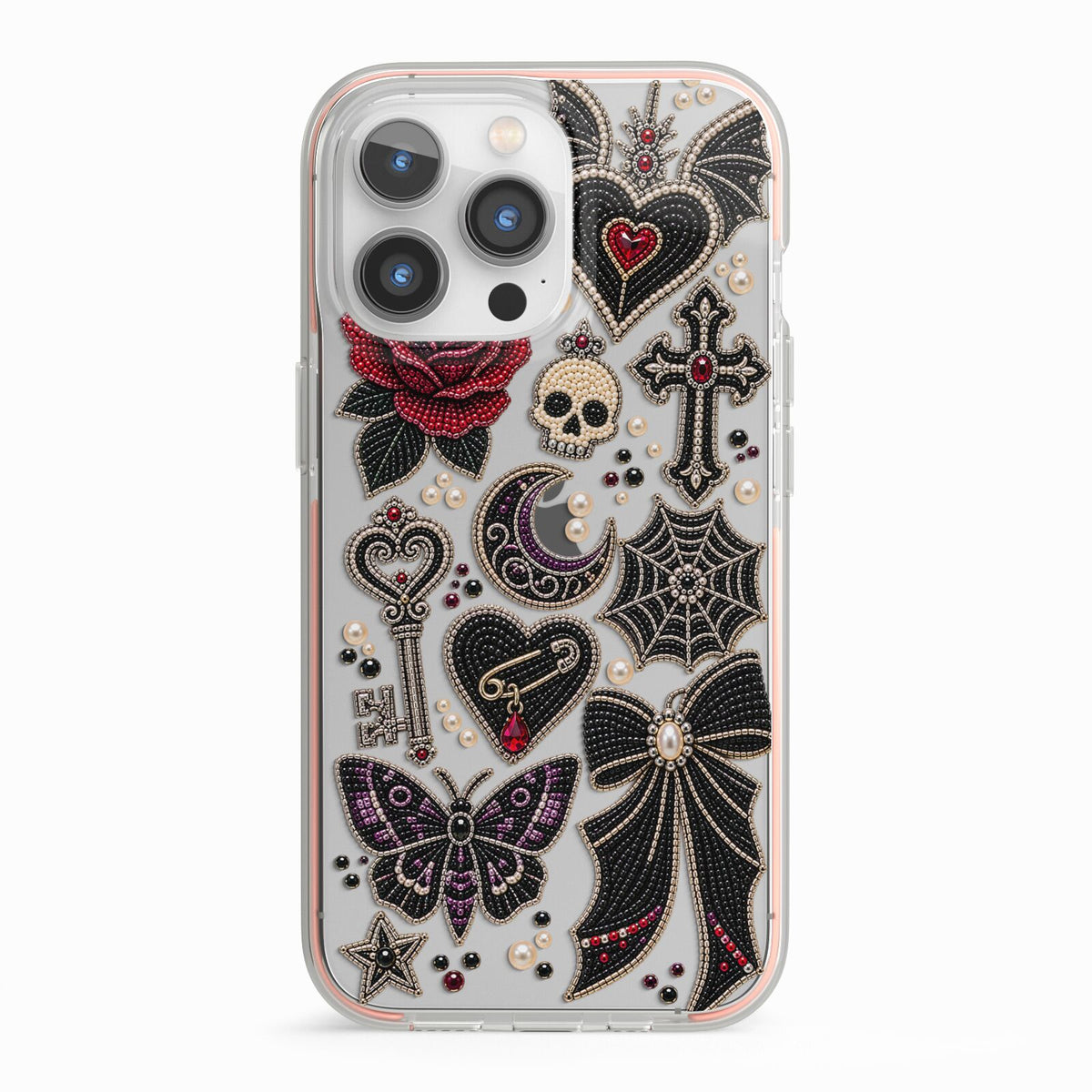 Love Thorns Charms iPhone 13 Pro TPU Impact Case with Pink Edges