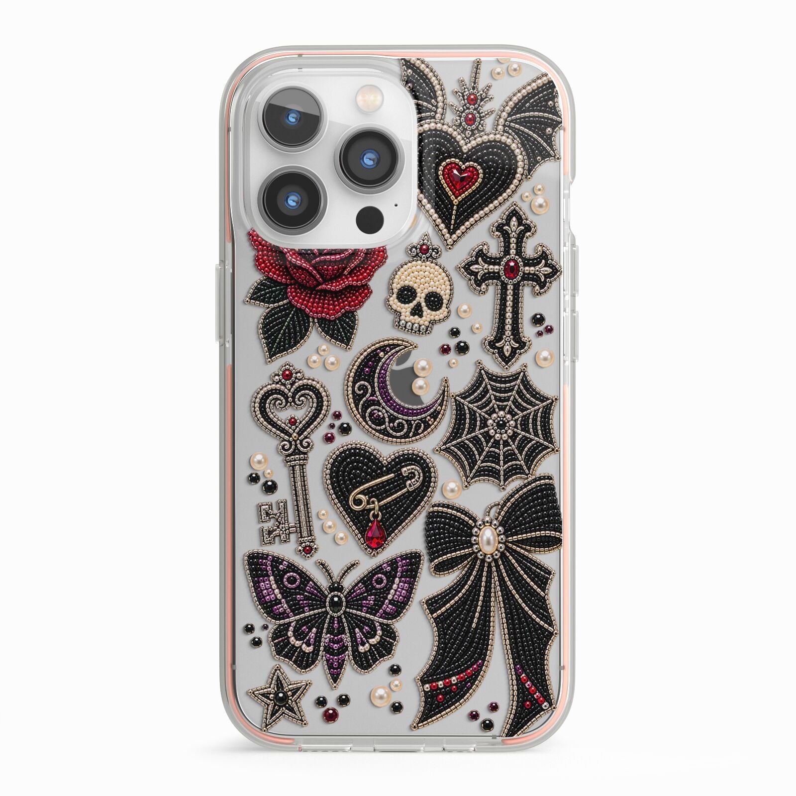 Love Thorns Charms iPhone 13 Pro TPU Impact Case with Pink Edges