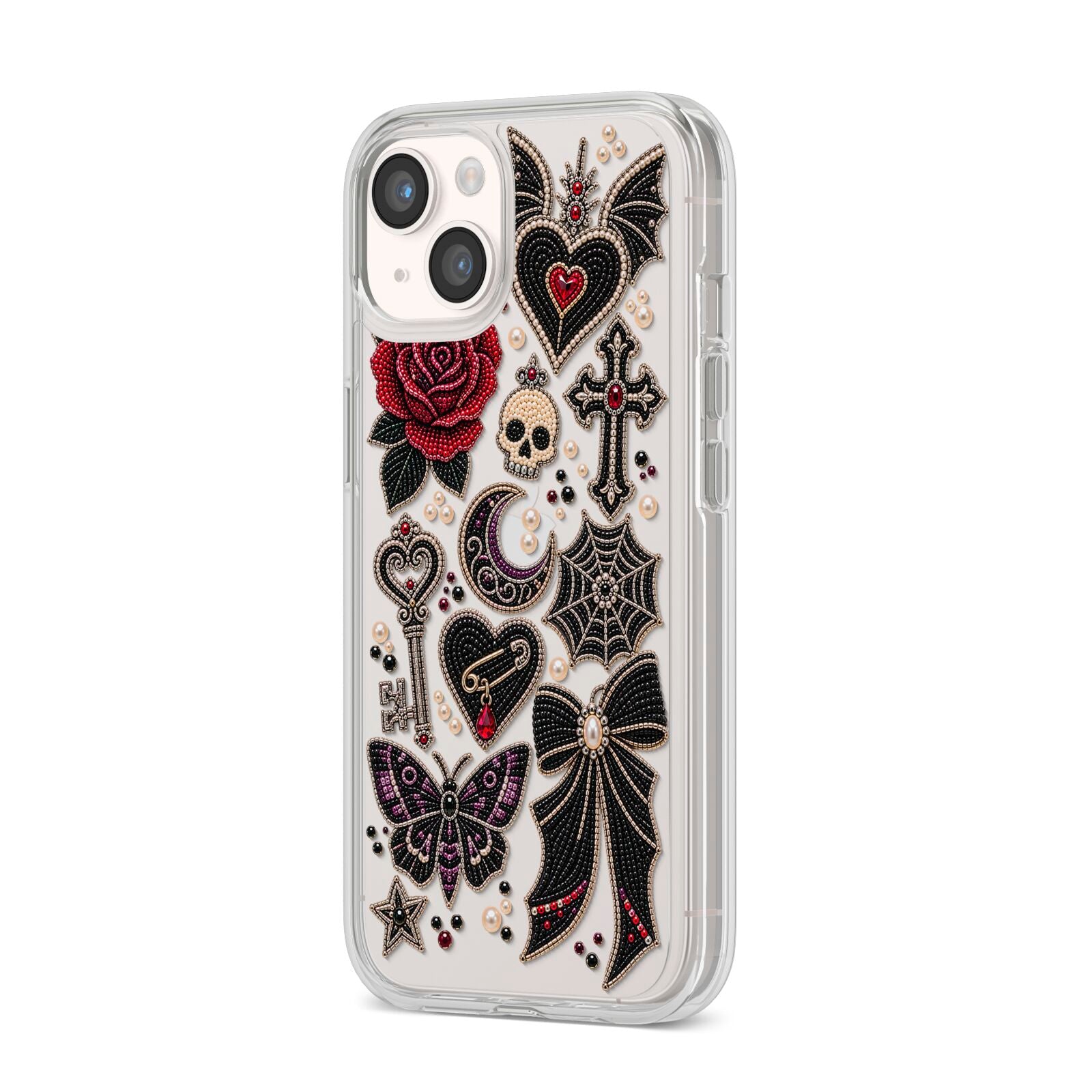 Love Thorns Charms iPhone 14 Clear Tough Case Starlight Angled Image