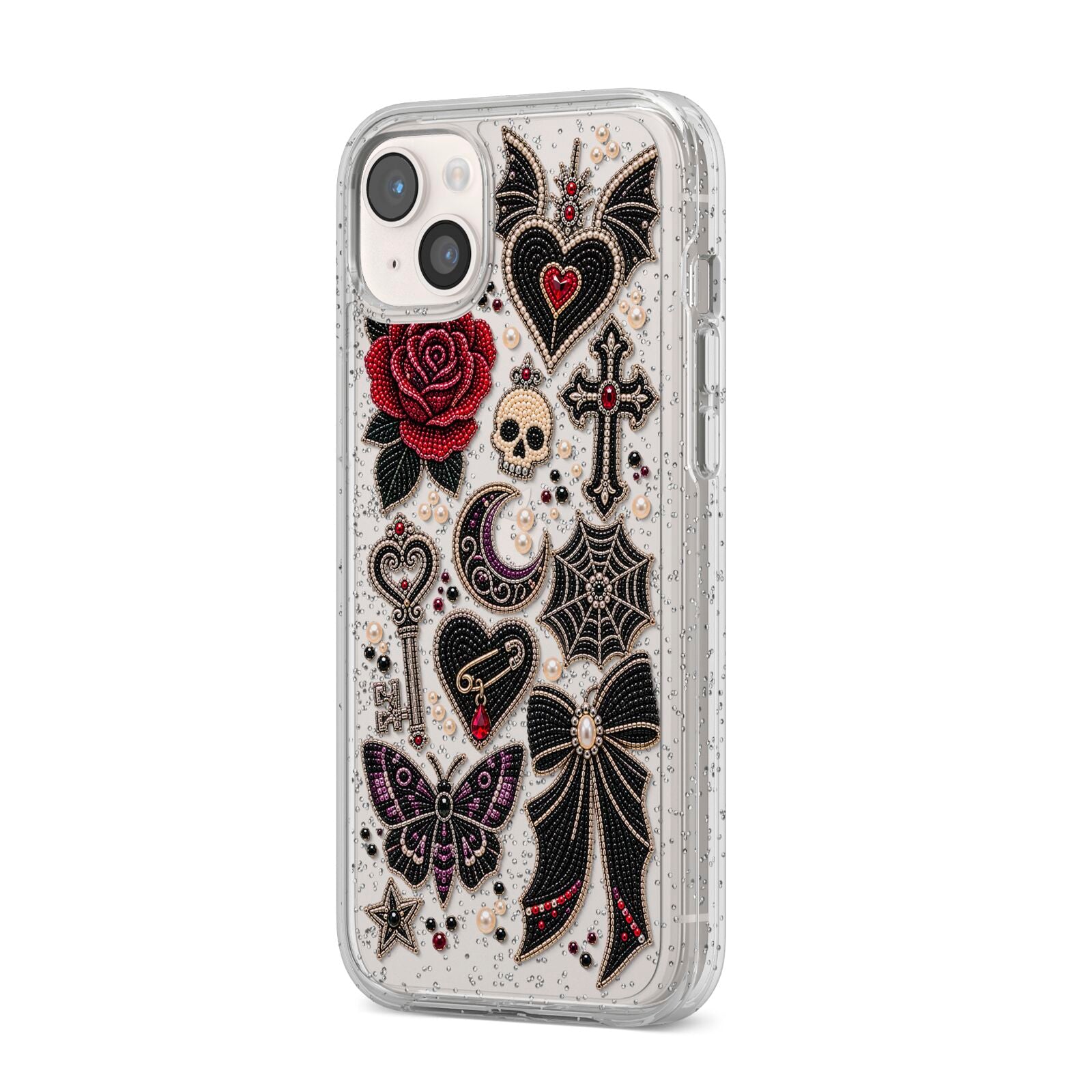 Love Thorns Charms iPhone 14 Plus Glitter Tough Case Starlight Angled Image