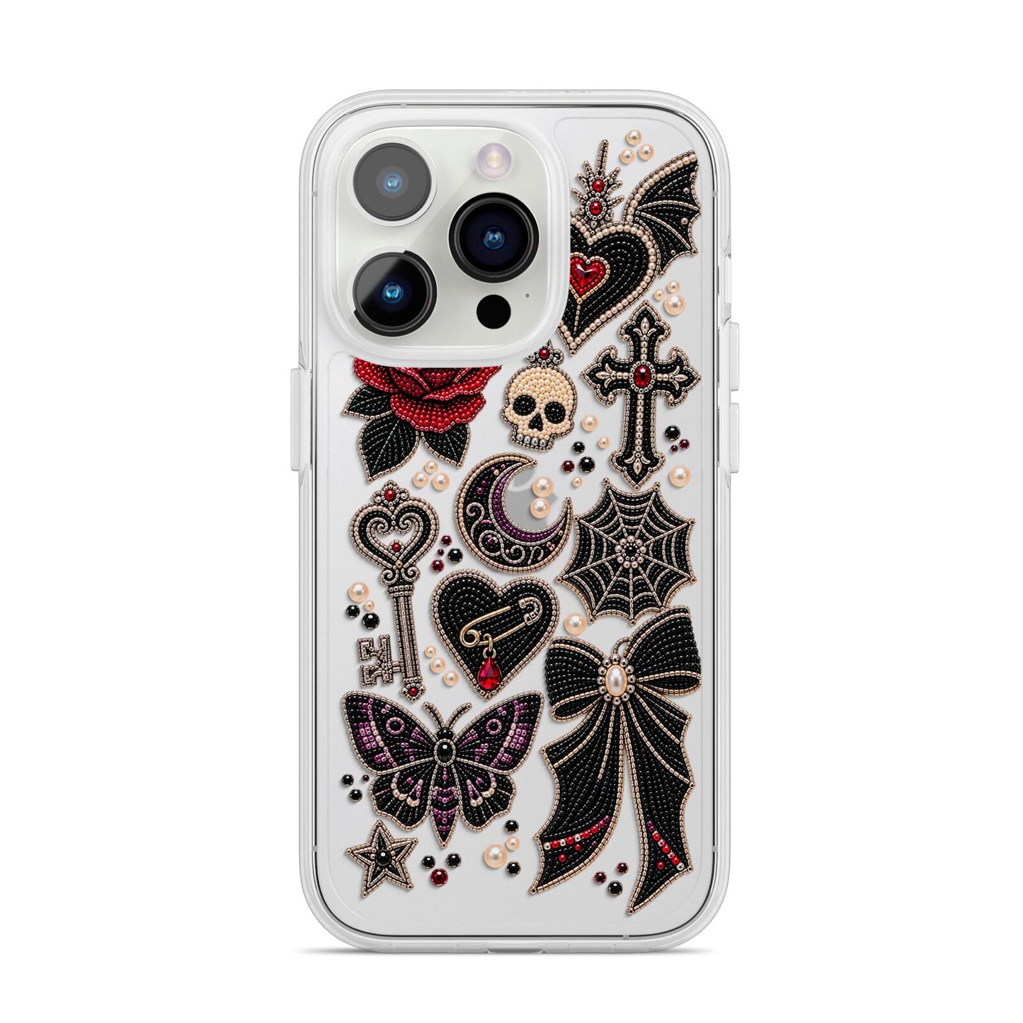 Love Thorns Charms iPhone 14 Pro Clear Tough Case Silver