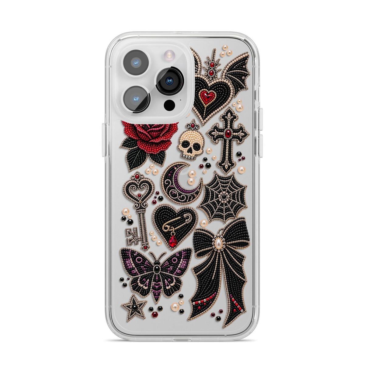 Love Thorns Charms iPhone 14 Pro Max Clear Tough Case Silver
