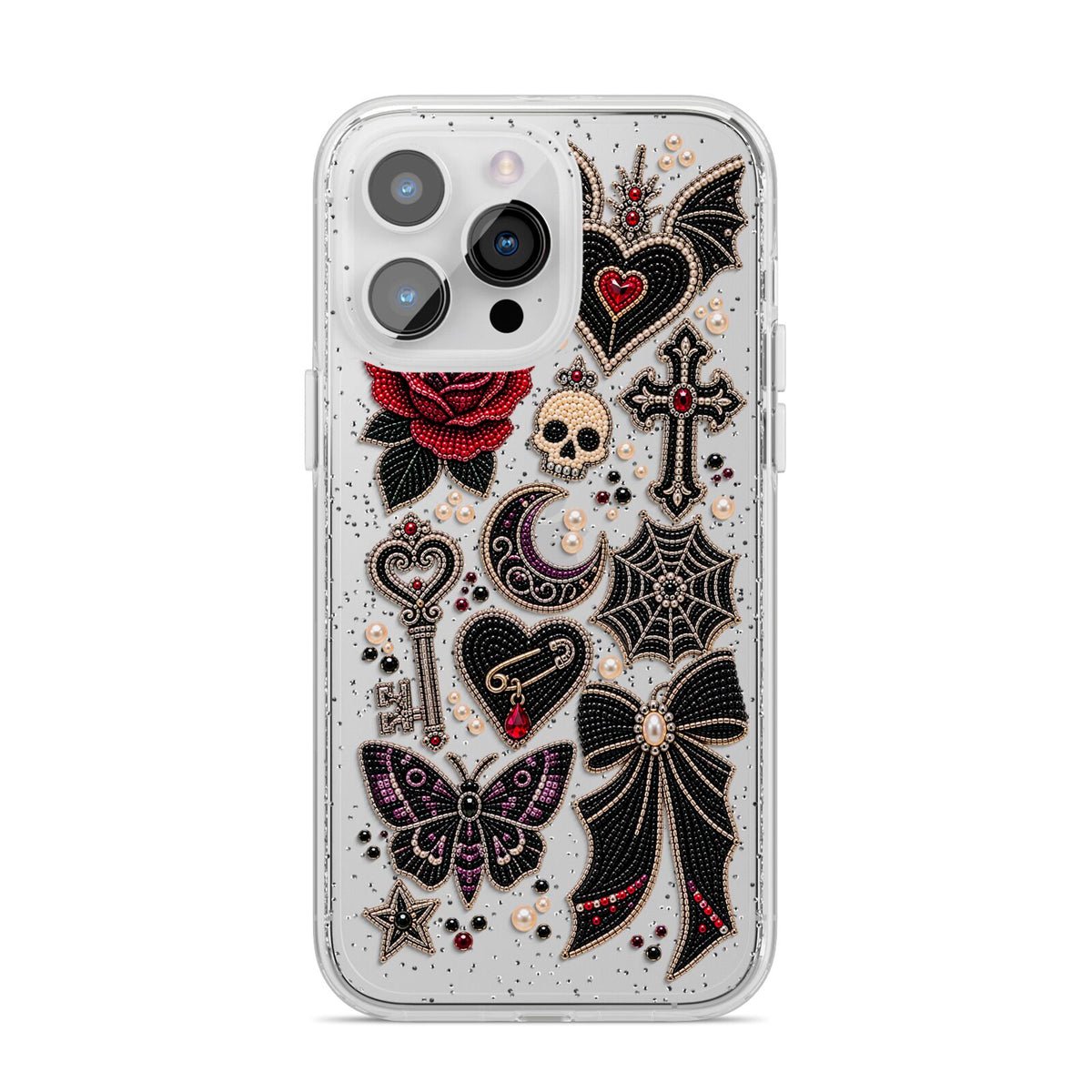 Love Thorns Charms iPhone 14 Pro Max Glitter Tough Case Silver