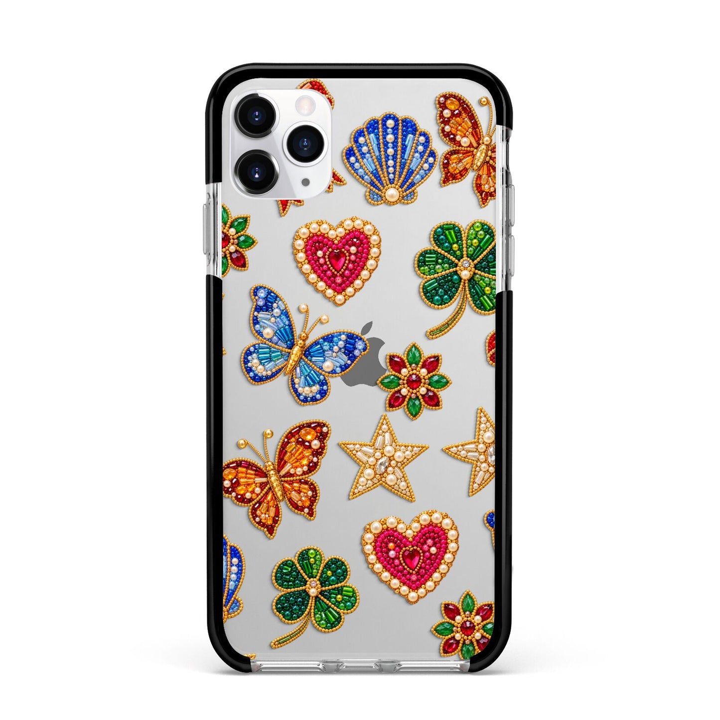 Lucky Keepsakes Beaded Charm Apple iPhone 11 Pro Max in Silver with Black Impact Case