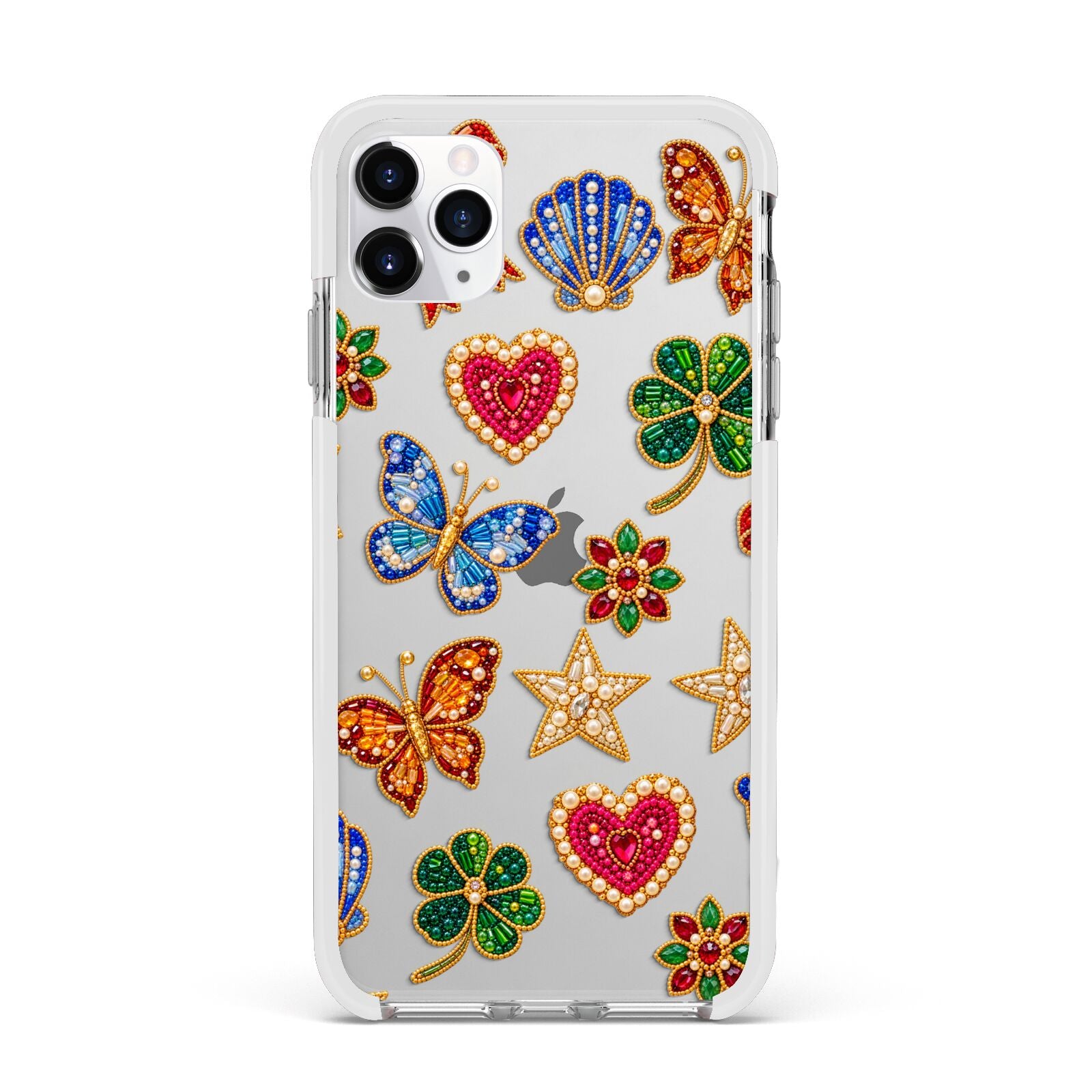 Lucky Keepsakes Beaded Charm Apple iPhone 11 Pro Max in Silver with White Impact Case