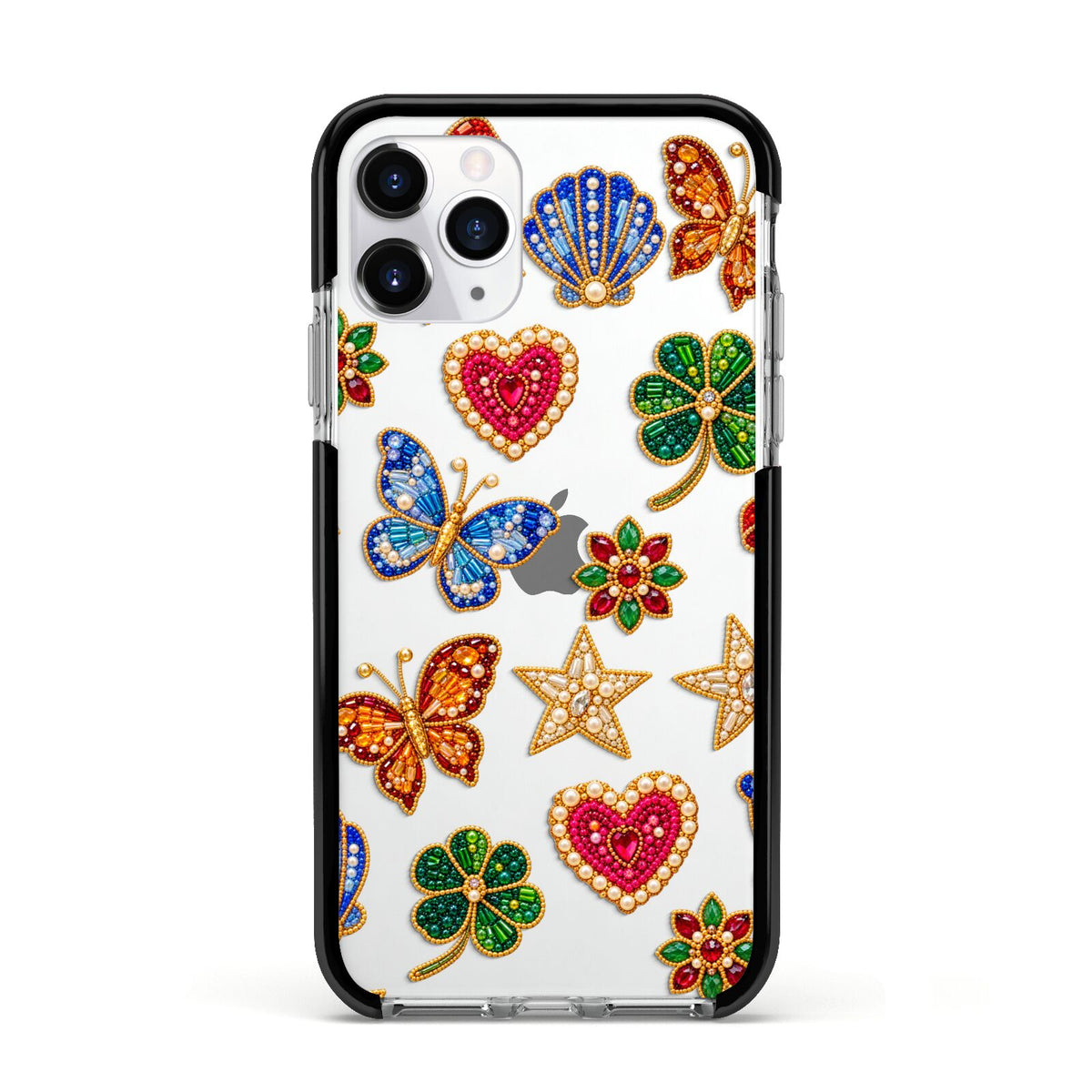 Lucky Keepsakes Beaded Charm Apple iPhone 11 Pro in Silver with Black Impact Case