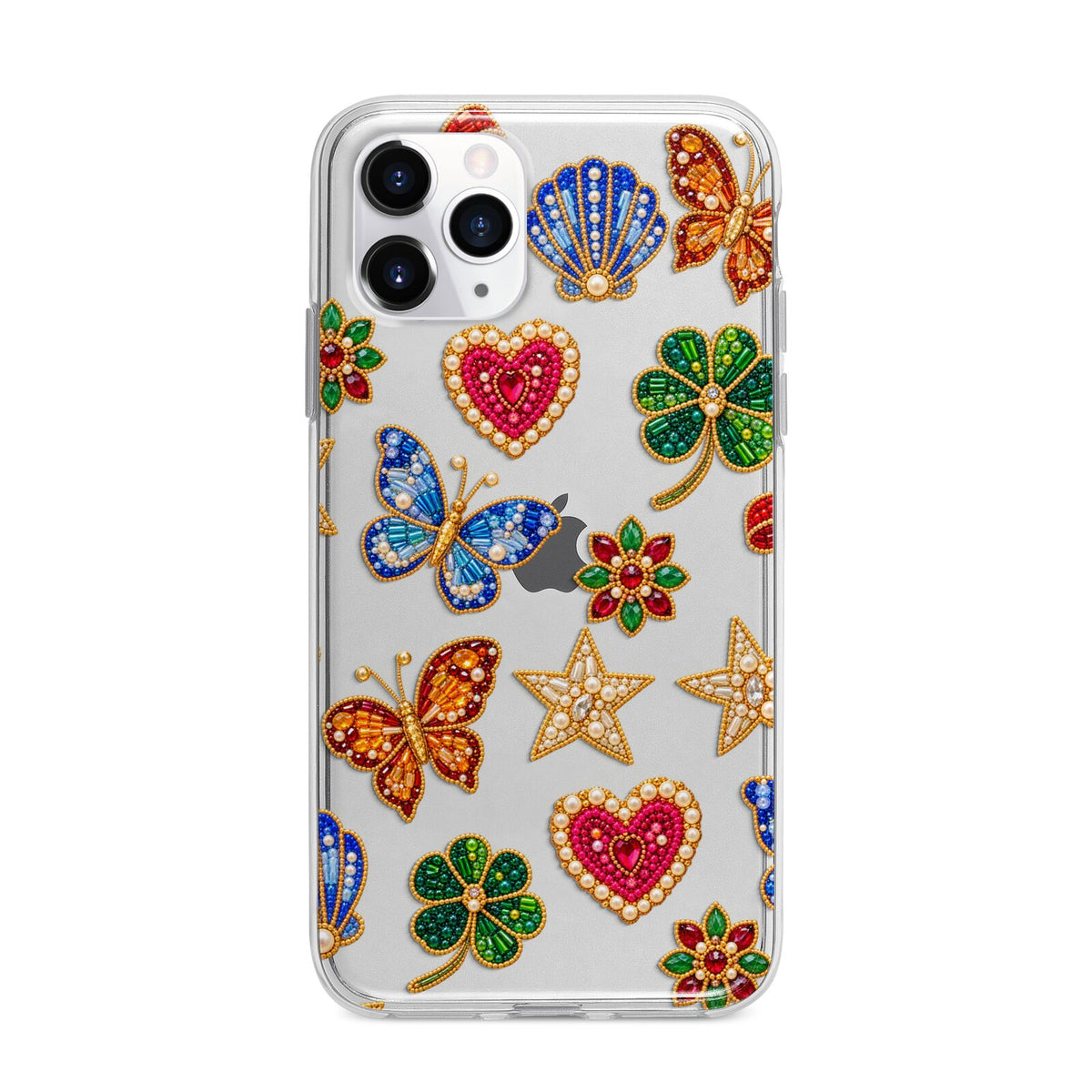 Lucky Keepsakes Beaded Charm Apple iPhone 11 Pro in Silver with Bumper Case