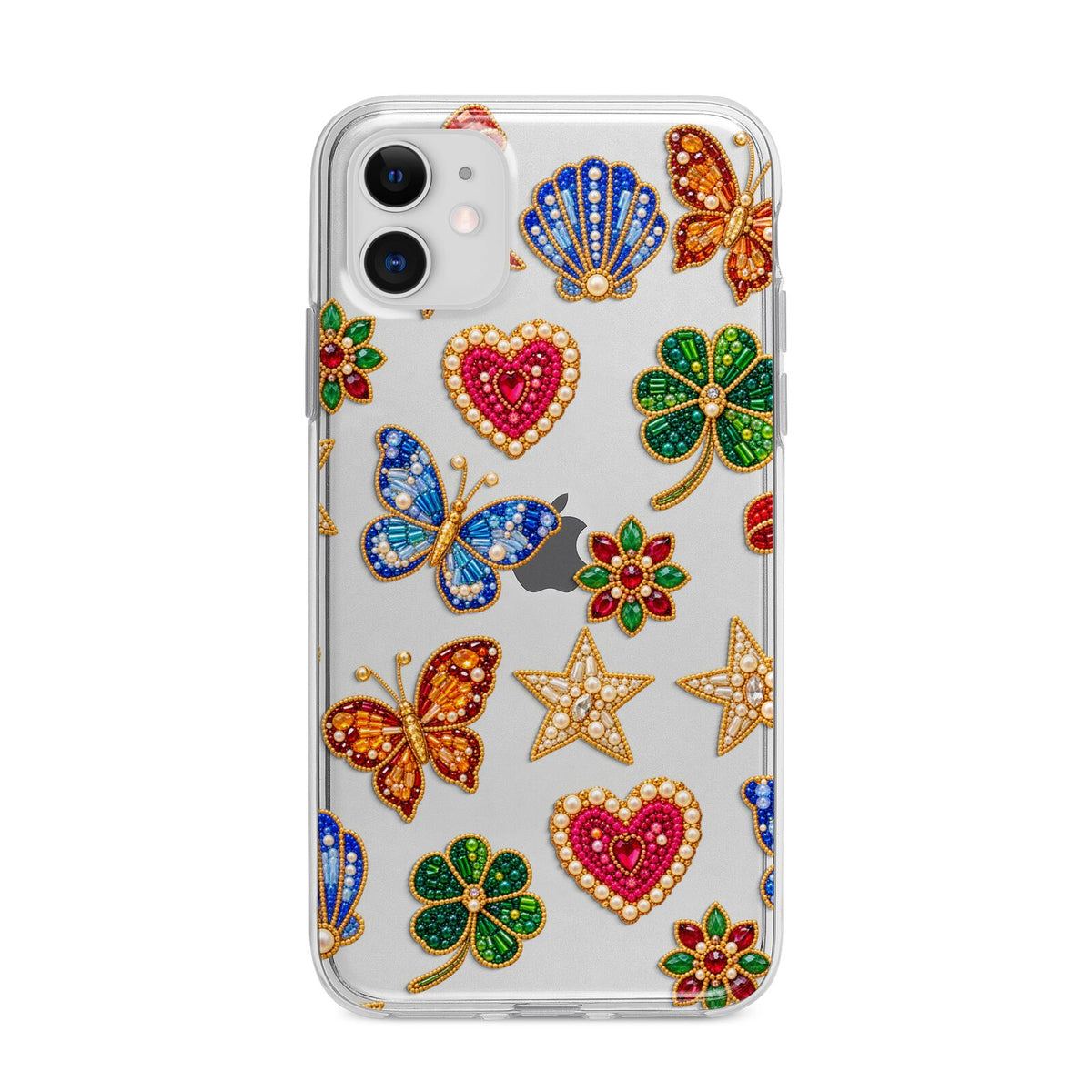 Lucky Keepsakes Beaded Charm Apple iPhone 11 in White with Bumper Case