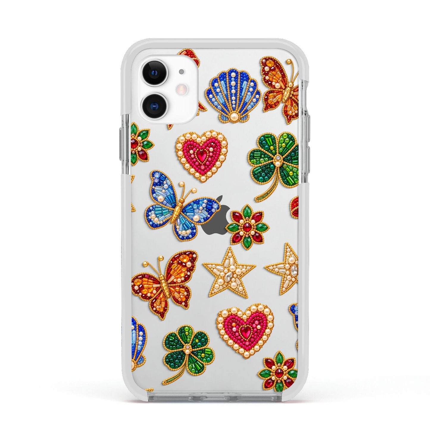 Lucky Keepsakes Beaded Charm Apple iPhone 11 in White with White Impact Case