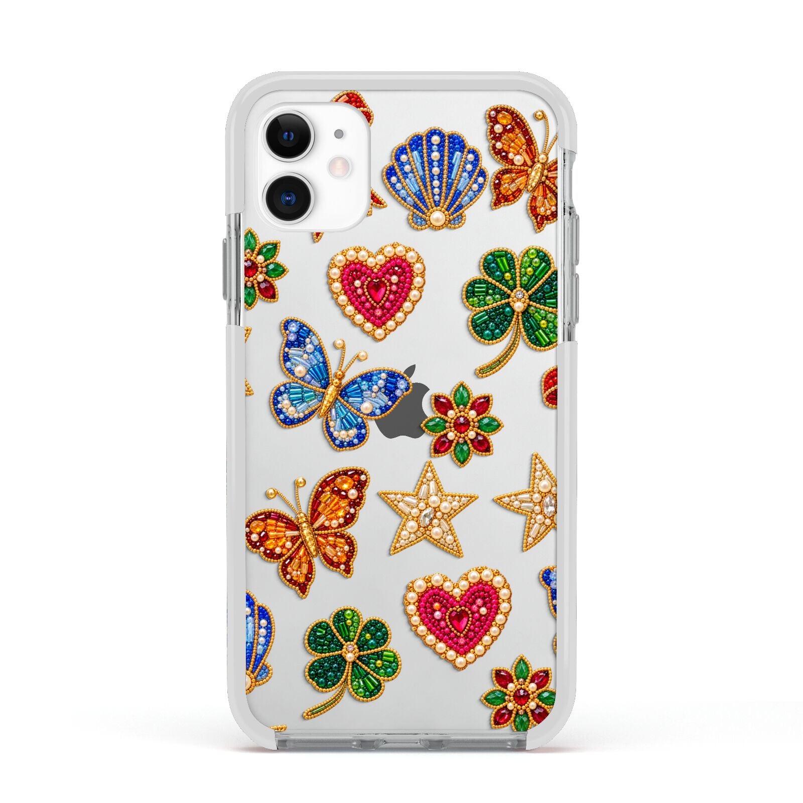 Lucky Keepsakes Beaded Charm Apple iPhone 11 in White with White Impact Case