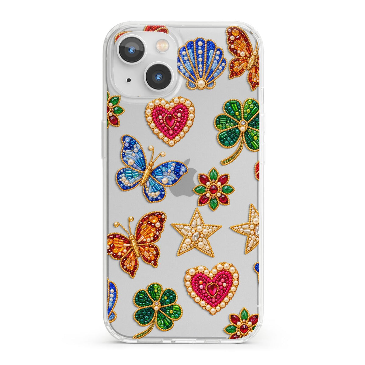 Lucky Keepsakes Beaded Charm iPhone 13 Clear Bumper Case