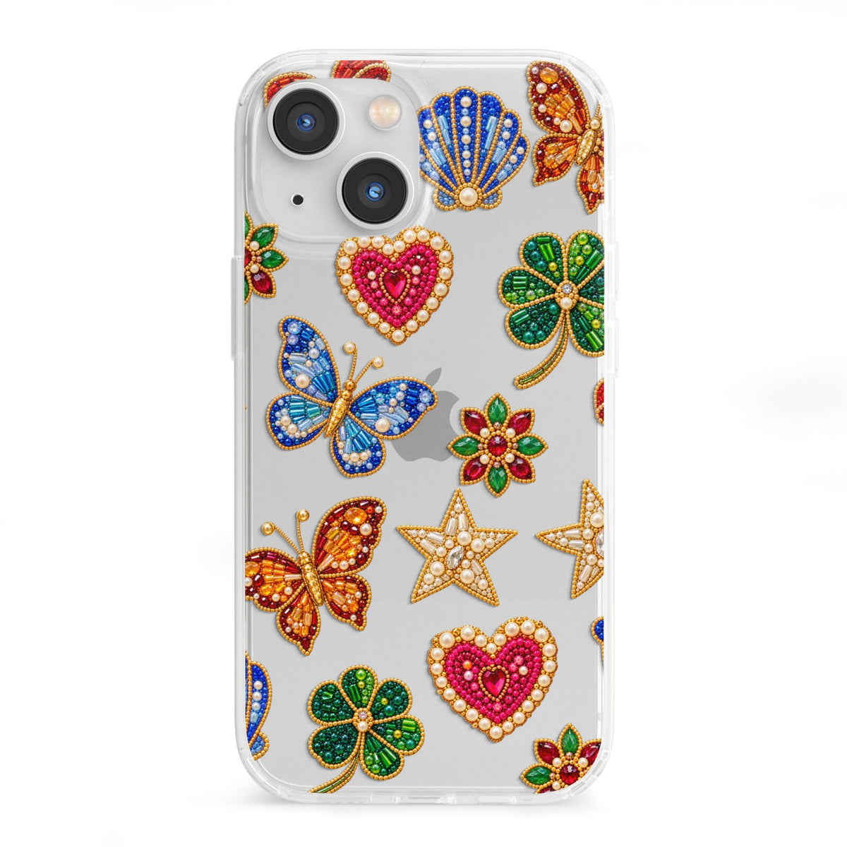 Lucky Keepsakes Beaded Charm iPhone 13 Mini Clear Bumper Case