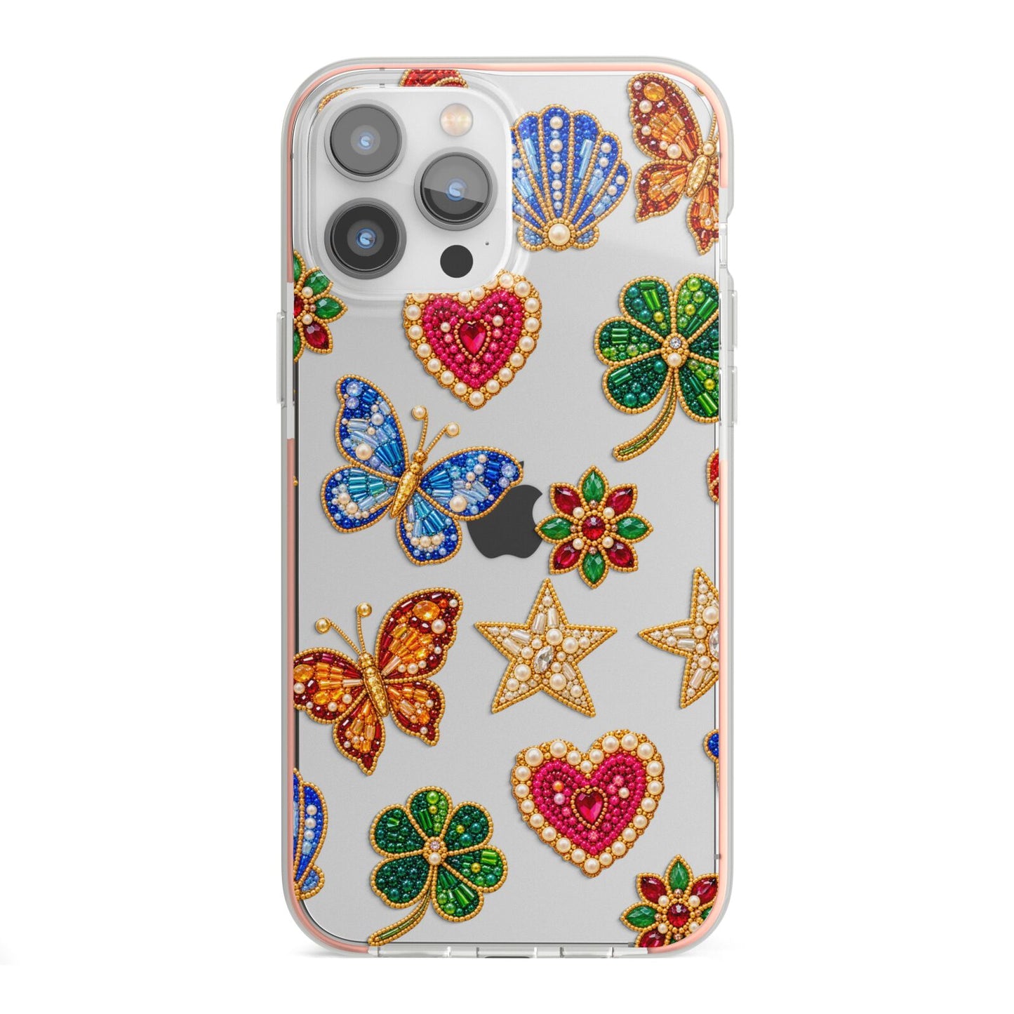 Lucky Keepsakes Beaded Charm iPhone 13 Pro Max TPU Impact Case with Pink Edges
