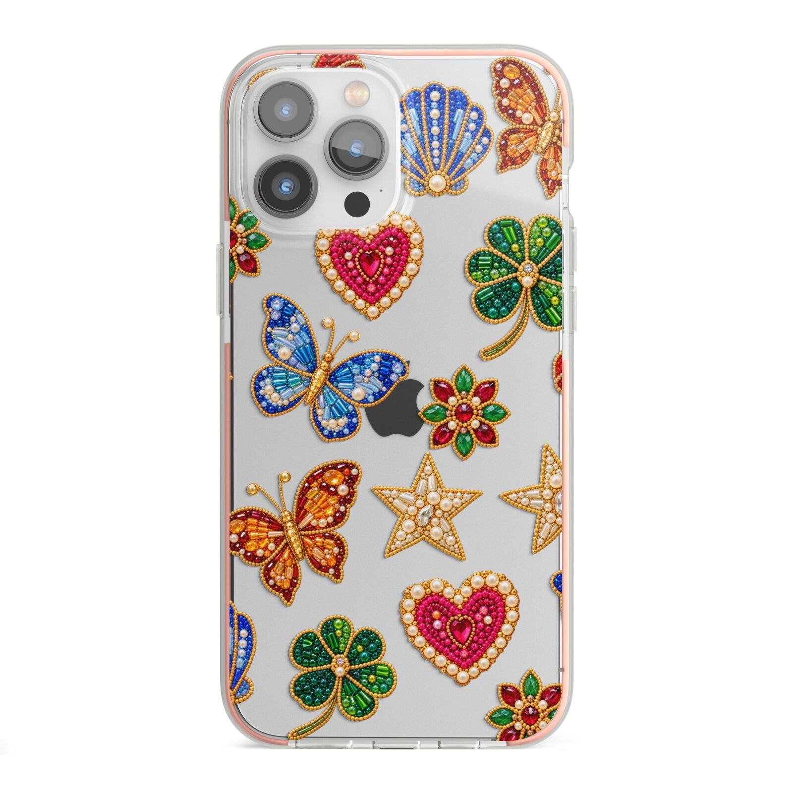 Lucky Keepsakes Beaded Charm iPhone 13 Pro Max TPU Impact Case with Pink Edges