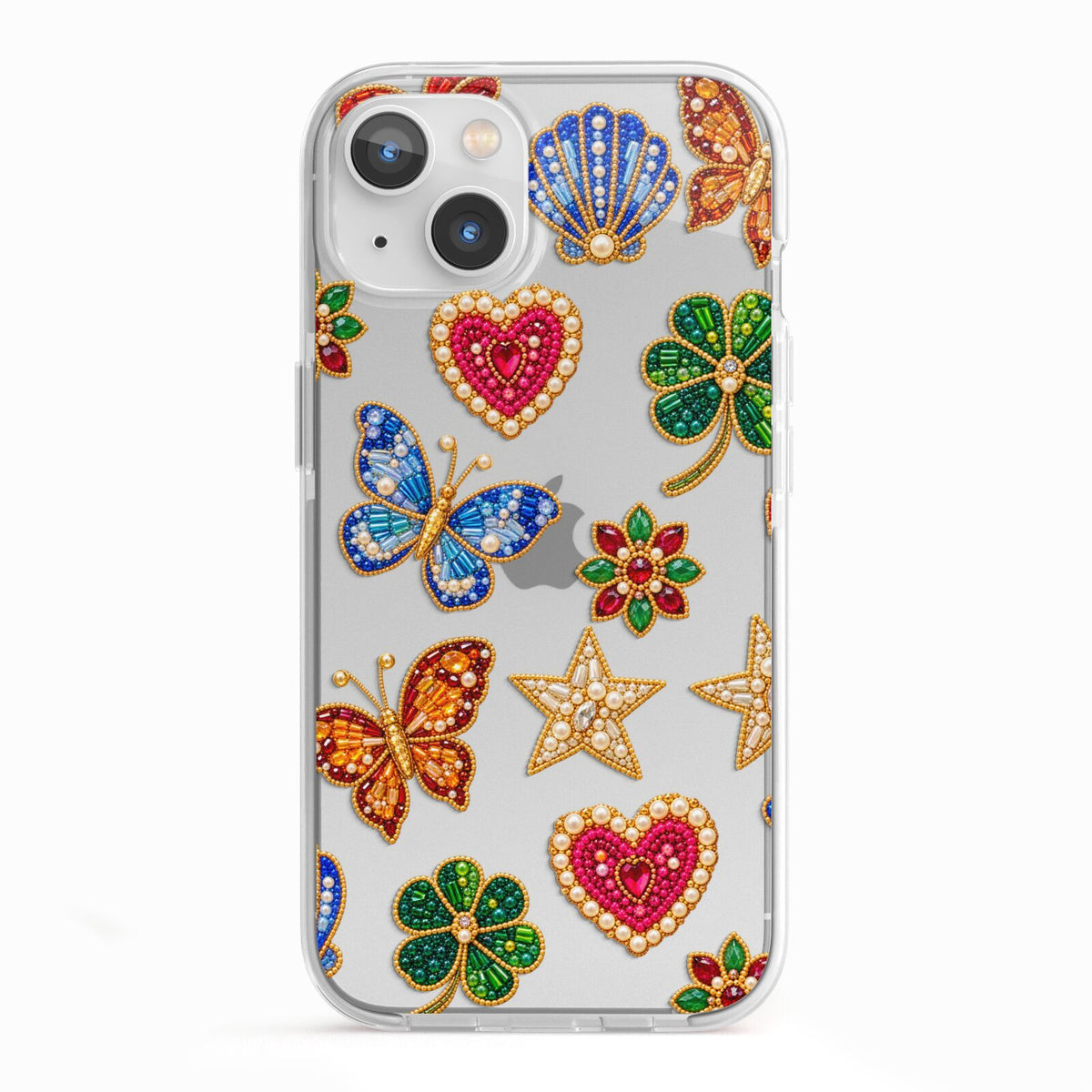Lucky Keepsakes Beaded Charm iPhone 13 TPU Impact Case with White Edges