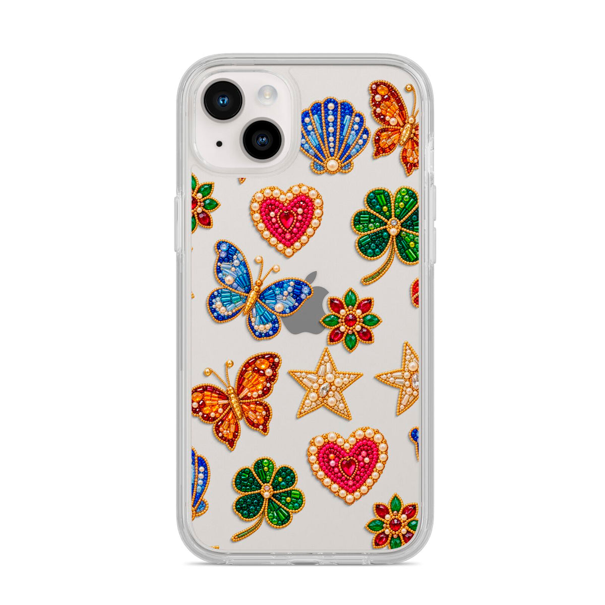 Lucky Keepsakes Beaded Charm iPhone 14 Plus Clear Tough Case Starlight