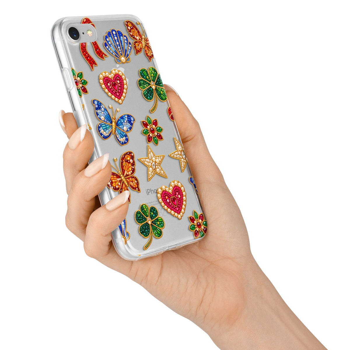 Lucky Keepsakes Beaded Charm iPhone 7 Bumper Case on Silver iPhone Alternative Image