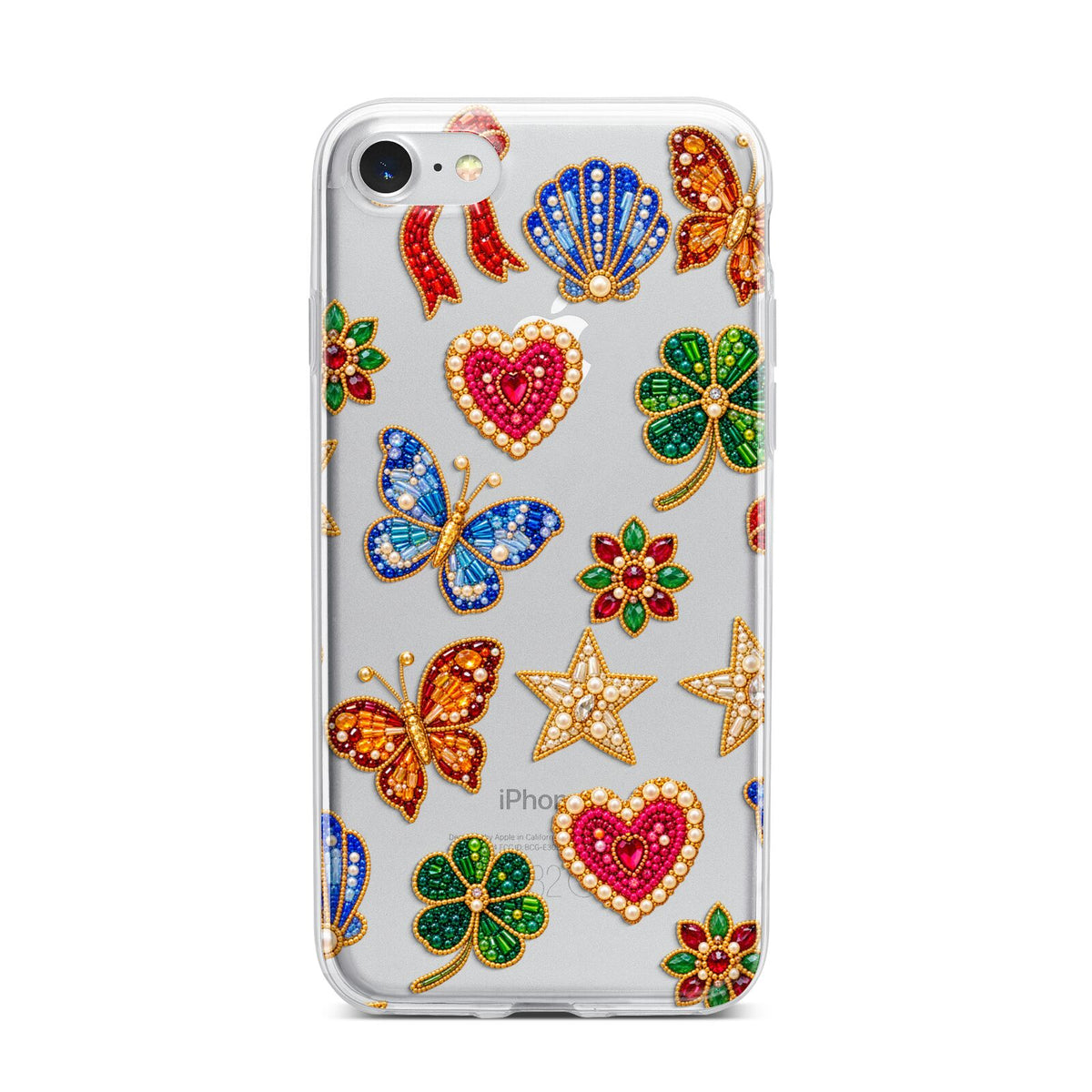 Lucky Keepsakes Beaded Charm iPhone 7 Bumper Case on Silver iPhone