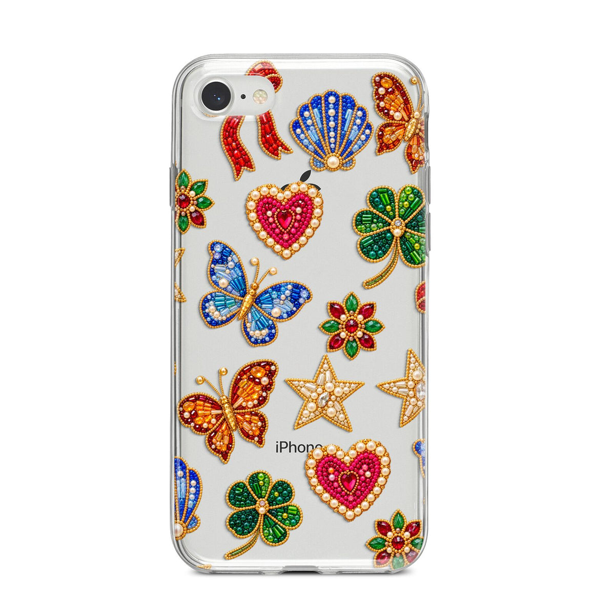 Lucky Keepsakes Beaded Charm iPhone 8 Bumper Case on Silver iPhone