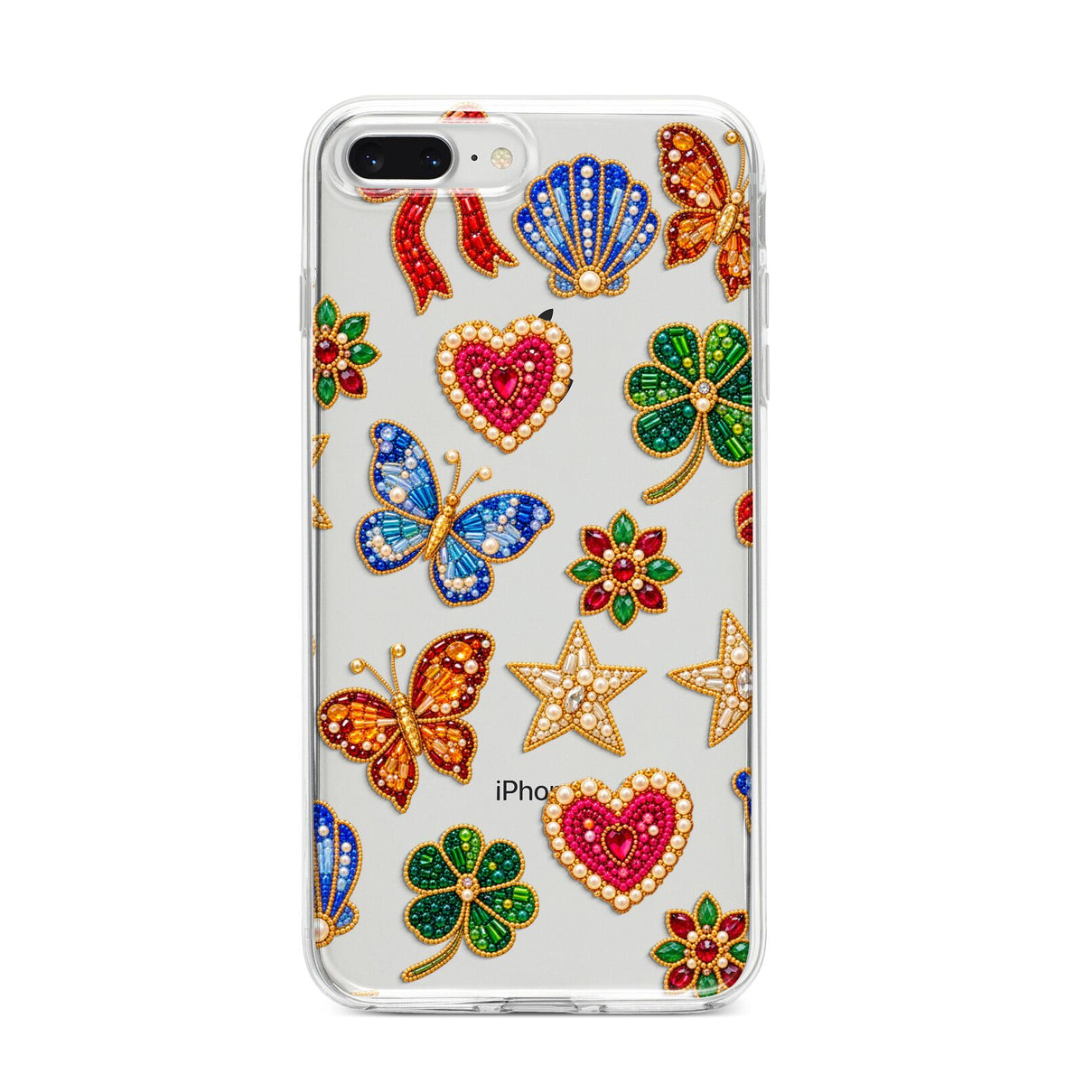 Lucky Keepsakes Beaded Charm iPhone 8 Plus Bumper Case on Silver iPhone