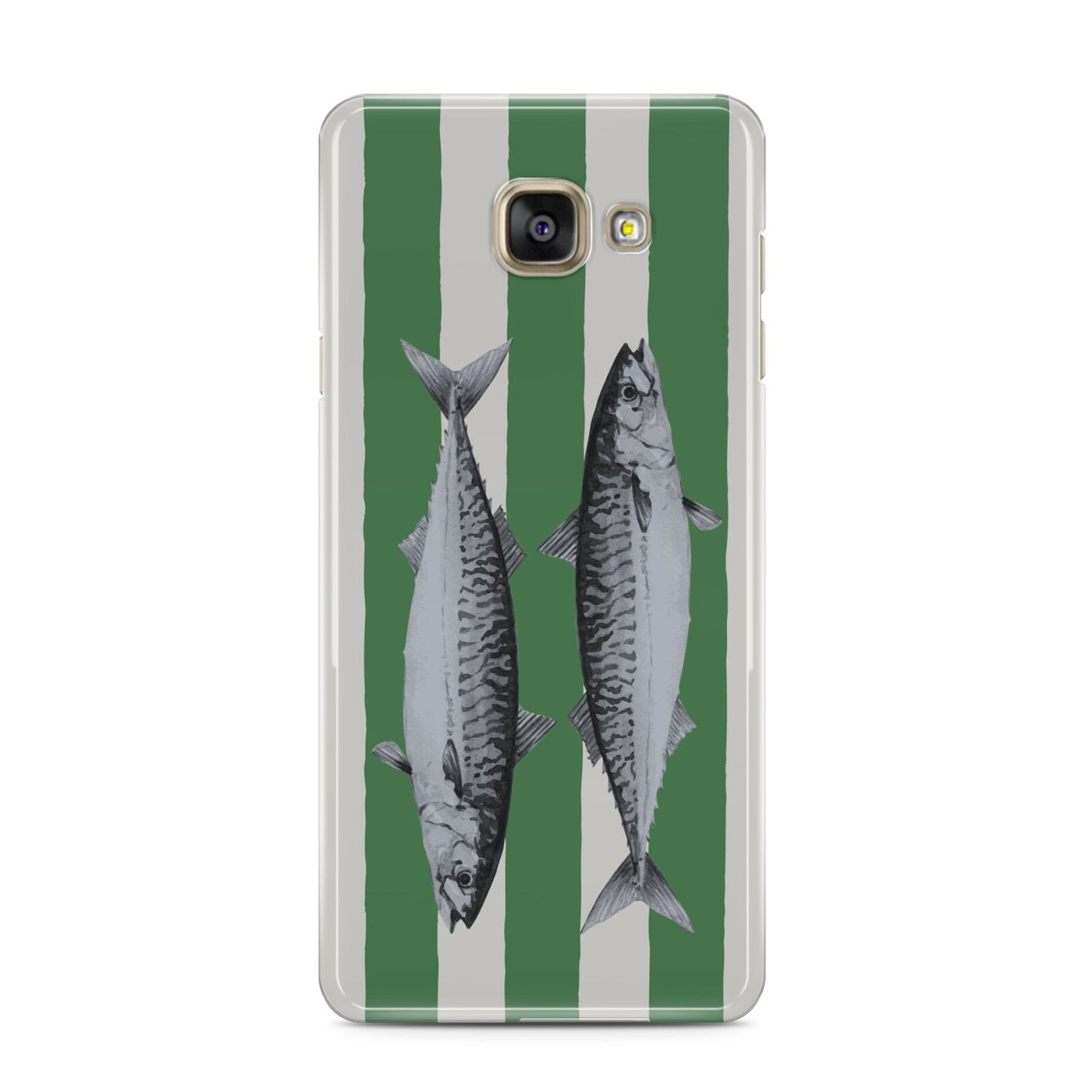 Mackerel Stripe Samsung Galaxy A3 2016 Case on gold phone