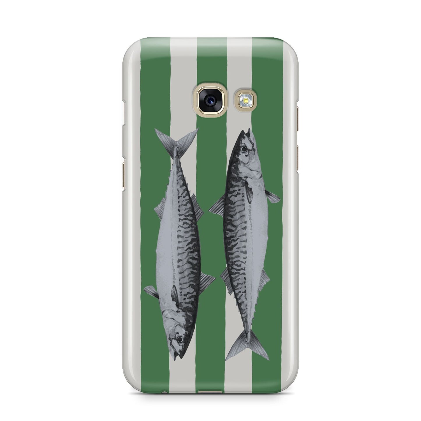 Mackerel Stripe Samsung Galaxy A3 2017 Case on gold phone