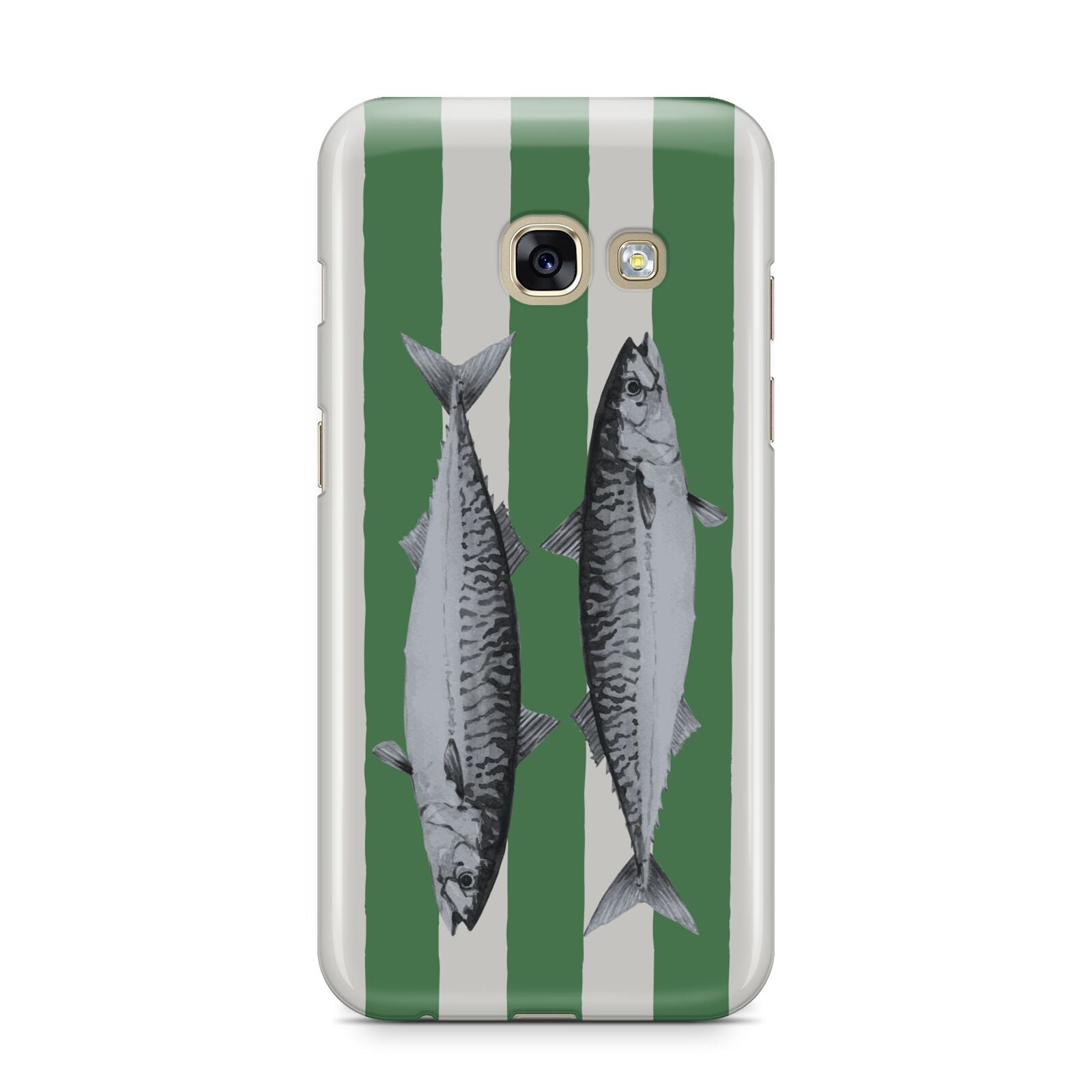 Mackerel Stripe Samsung Galaxy A3 2017 Case on gold phone