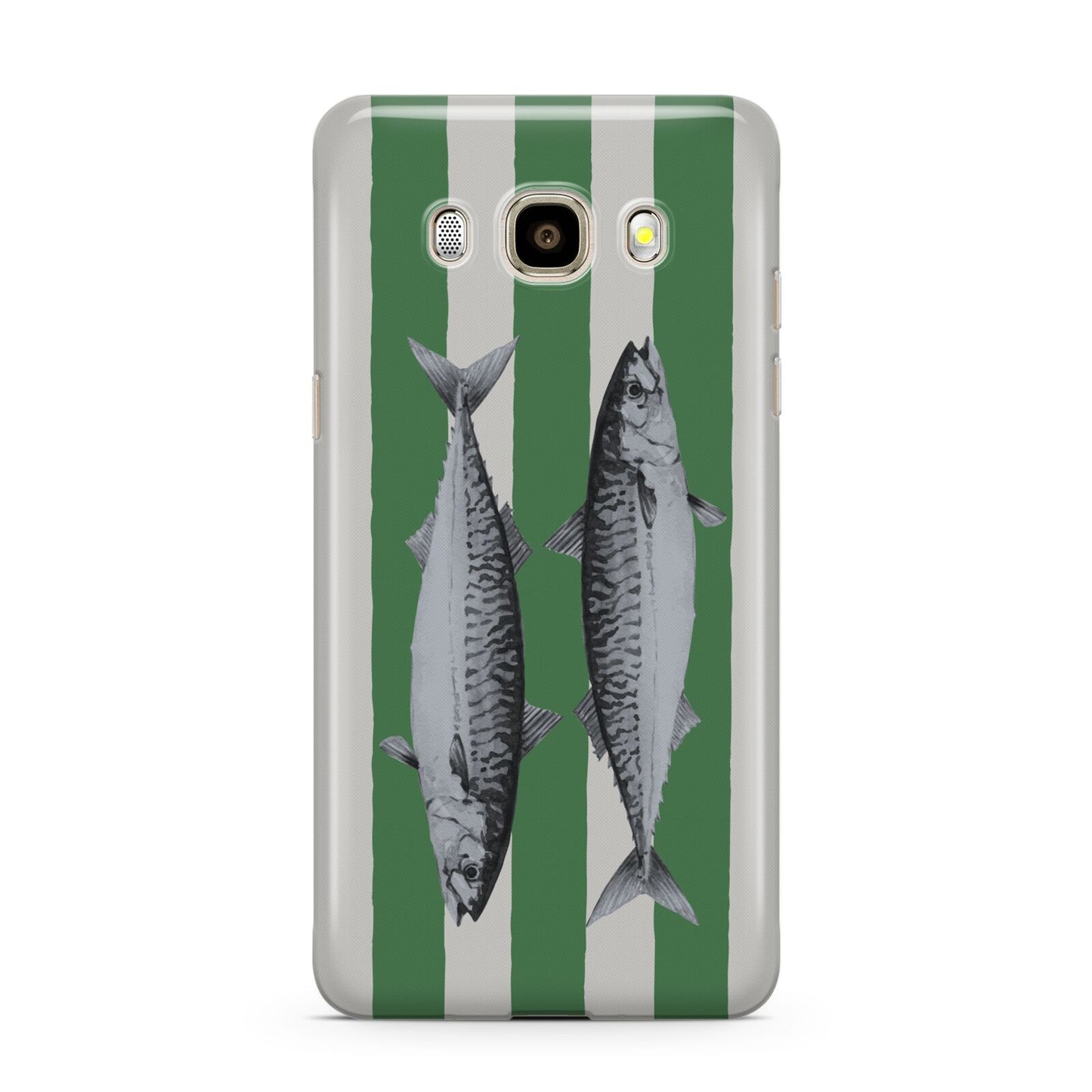 Mackerel Stripe Samsung Galaxy J7 2016 Case on gold phone