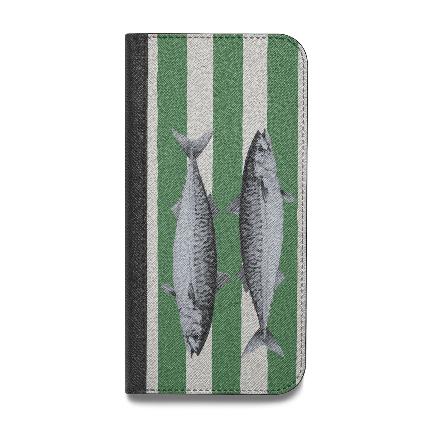Mackerel Stripe Vegan Leather Flip iPhone Case