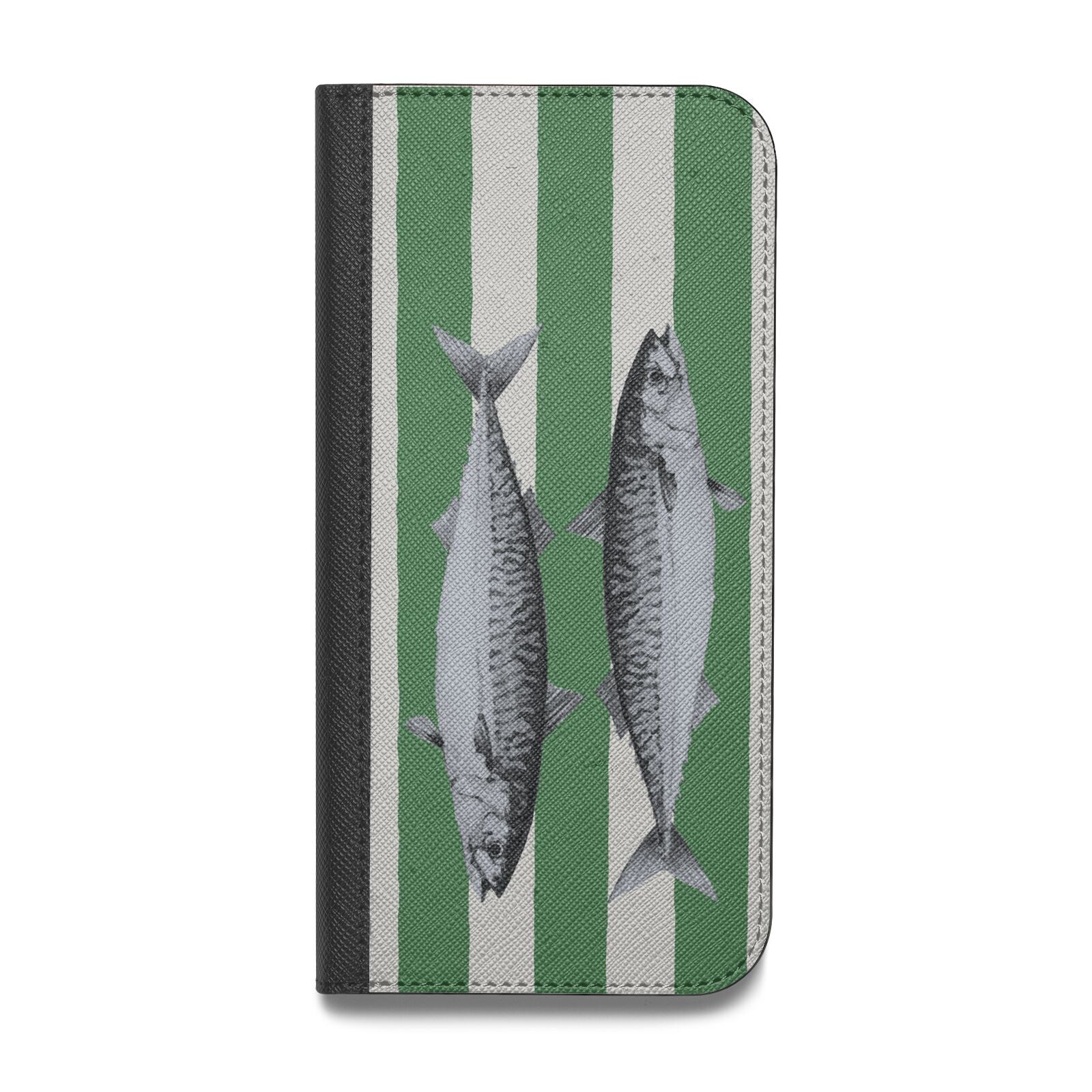 Mackerel Stripe Vegan Leather Flip iPhone Case