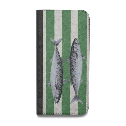 Mackerel Stripe Vegan Leather Flip iPhone Case