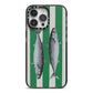 Mackerel Stripe iPhone 14 Pro Max Black Impact Case on Silver phone