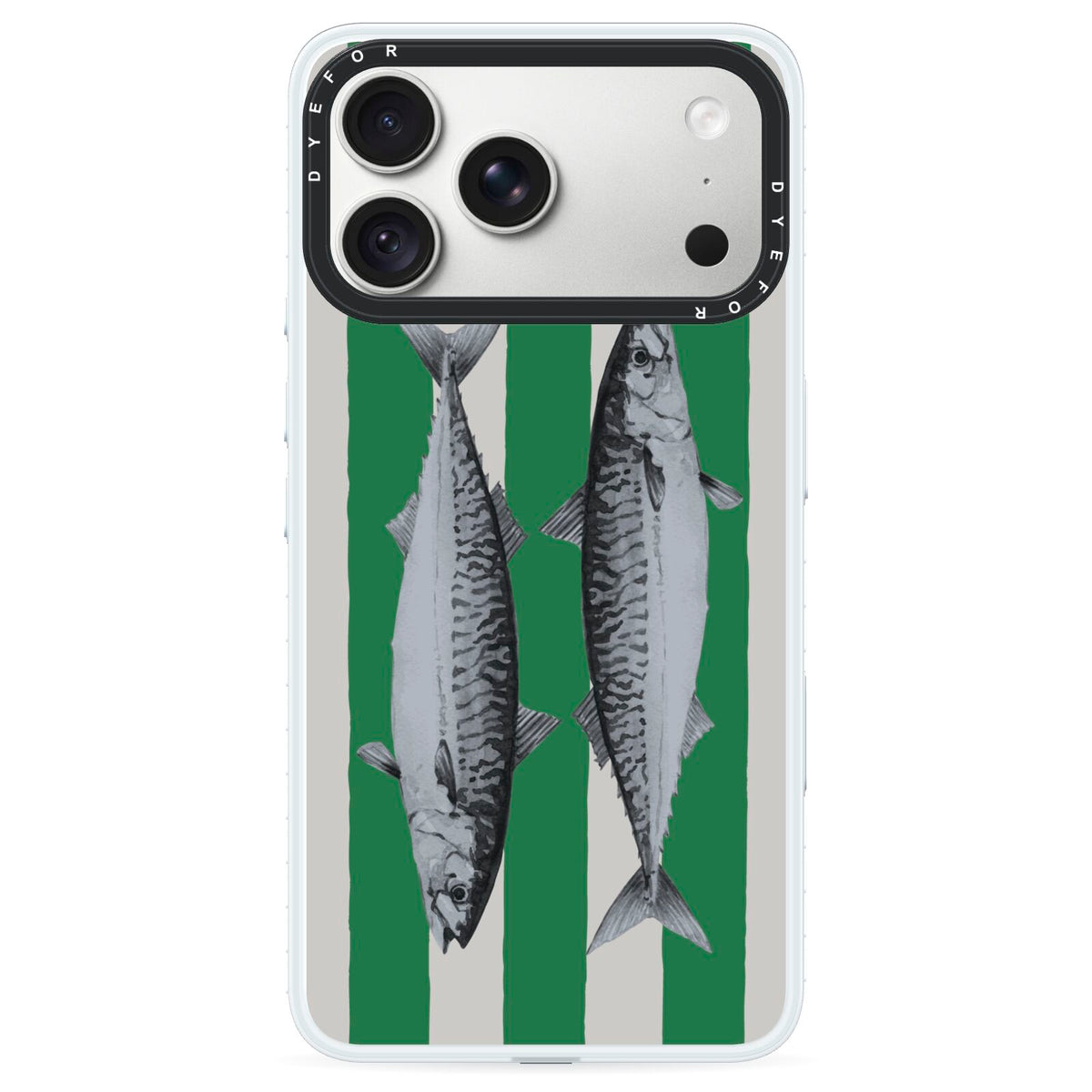 Mackerel Stripe iPhone 18 Pro Max Black Impact Pre order Case on Silver phone
