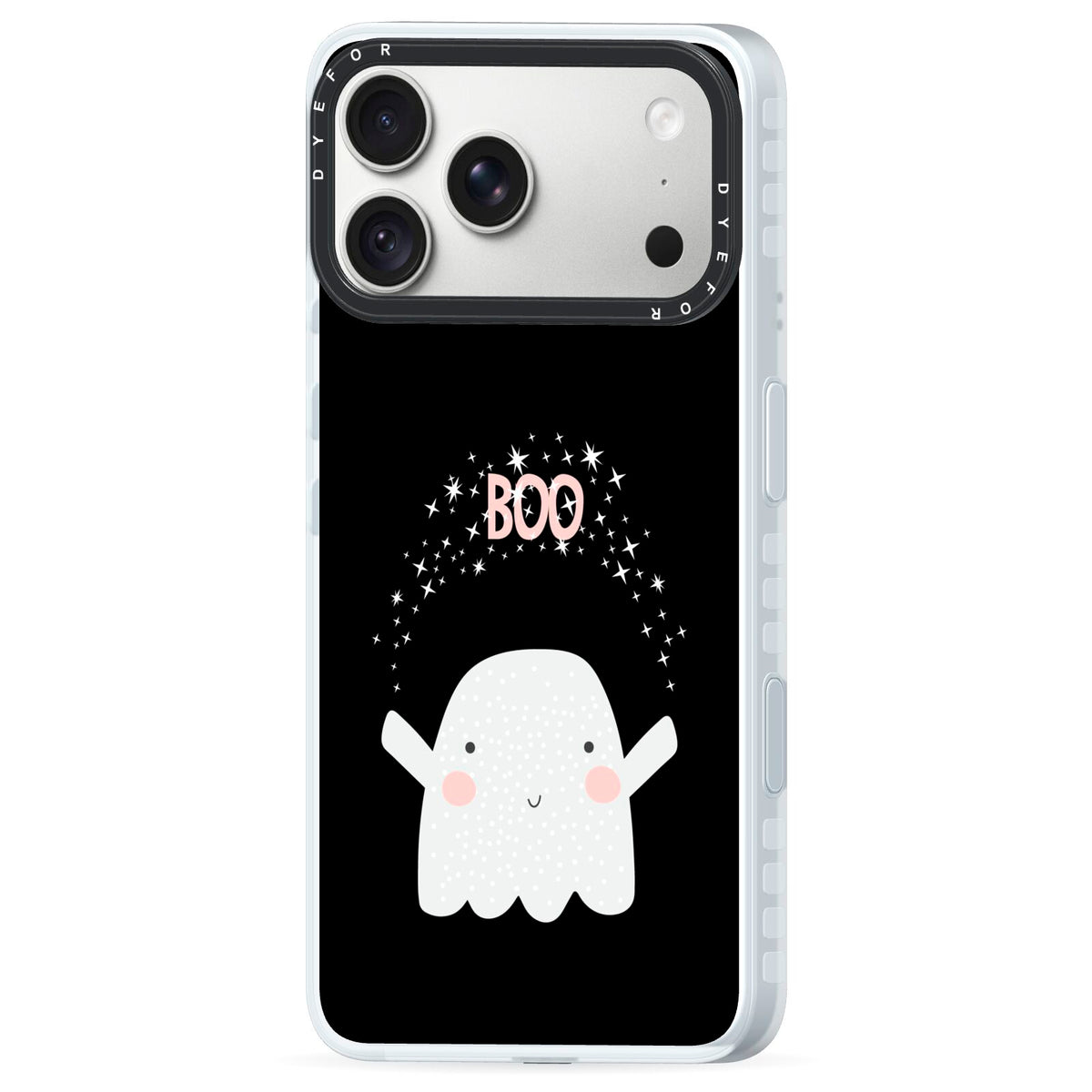 Magical Ghost iPhone 18 Pro Max Black Impact Pre order Case Side Angle on Silver phone