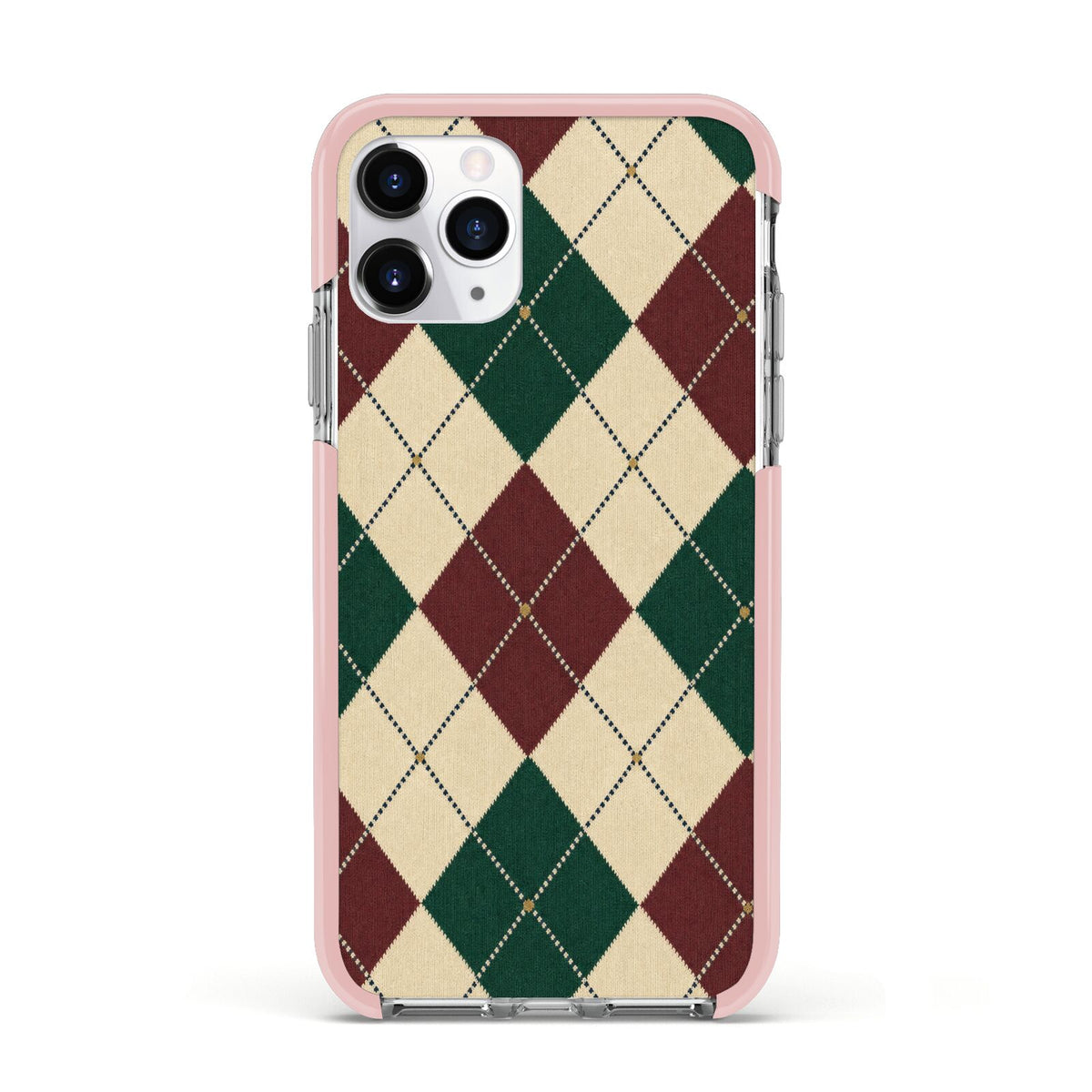 Manor House Argyle Apple iPhone 11 Pro in Silver with Pink Impact Case