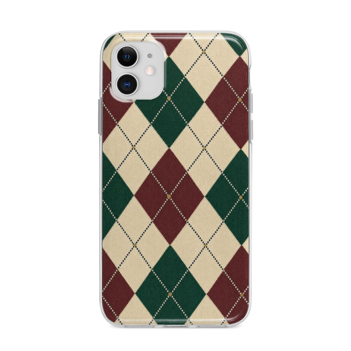 Manor House Argyle Apple iPhone 11 in White with Bumper Case