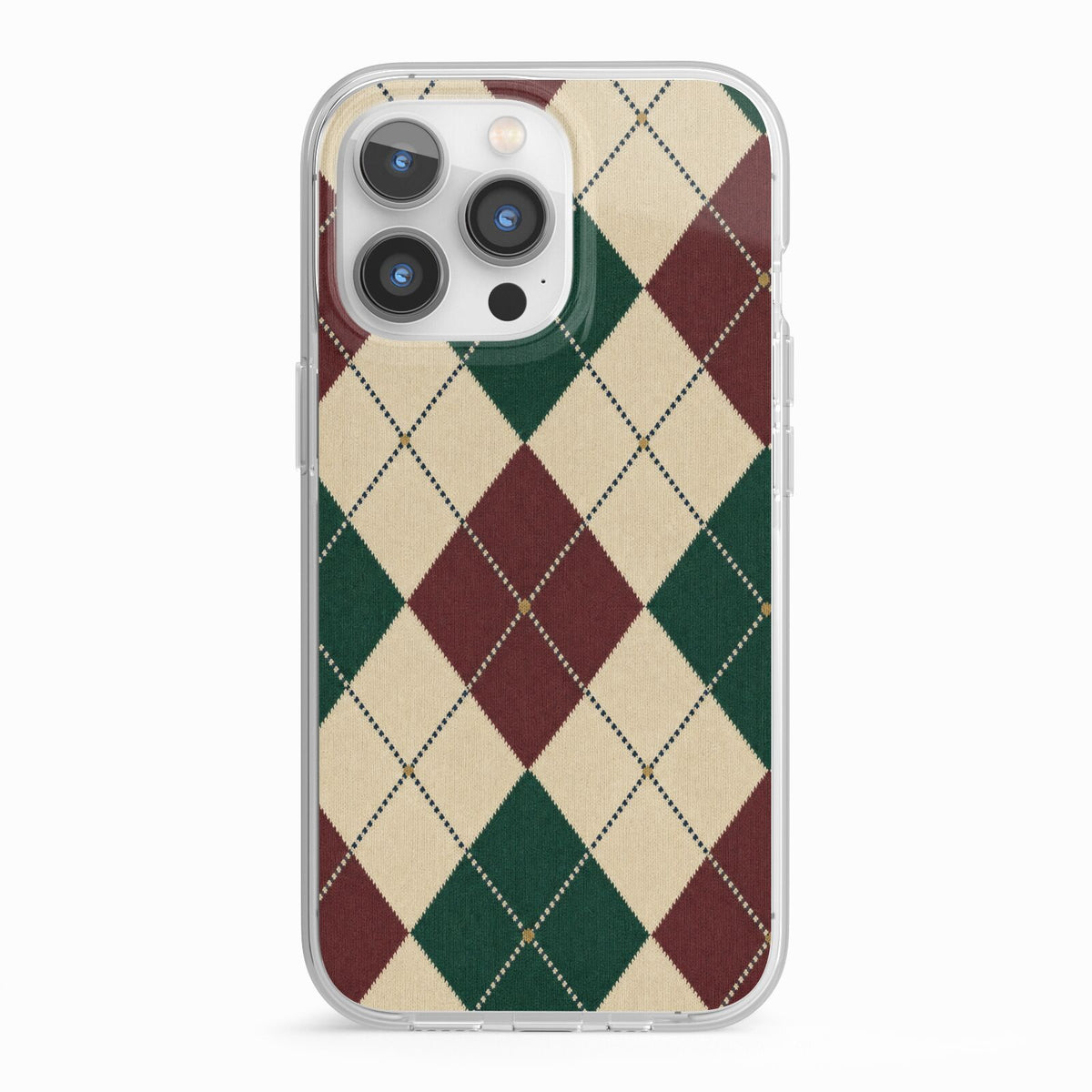 Manor House Argyle iPhone 13 Pro TPU Impact Case with White Edges