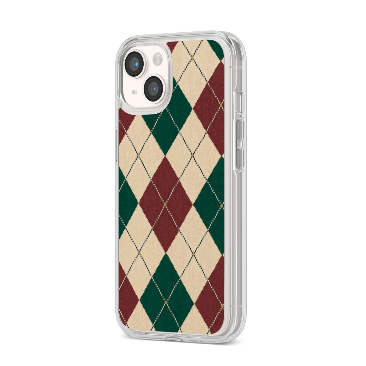 Manor House Argyle iPhone 14 Clear Tough Case Starlight Angled Image
