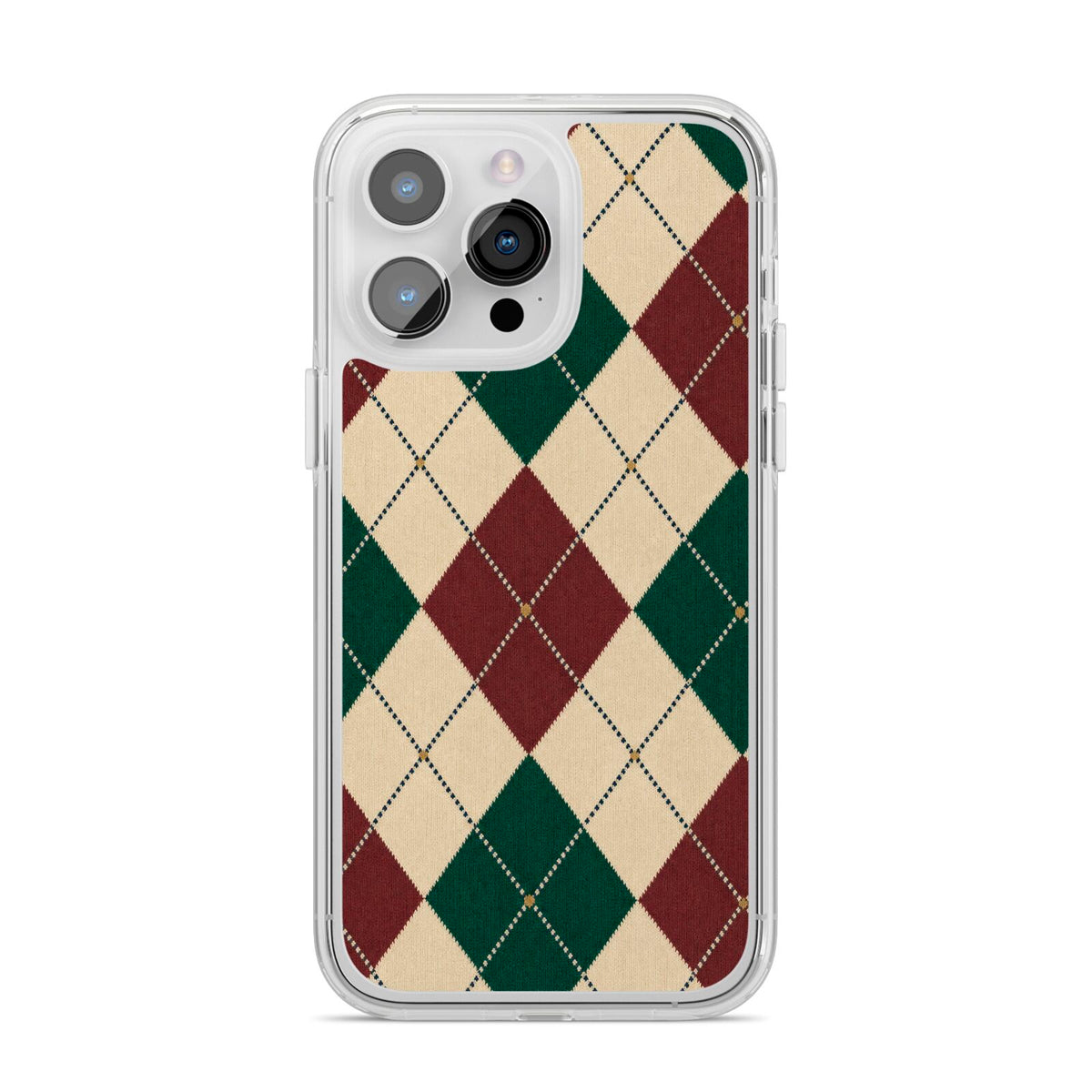Manor House Argyle iPhone 14 Pro Max Clear Tough Case Silver