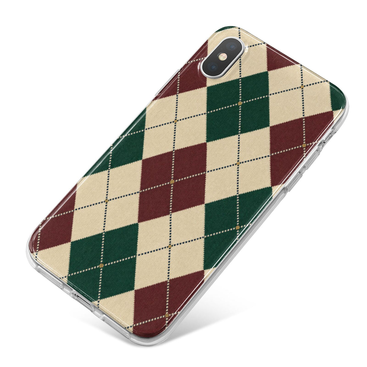 Manor House Argyle iPhone X Bumper Case on Silver iPhone