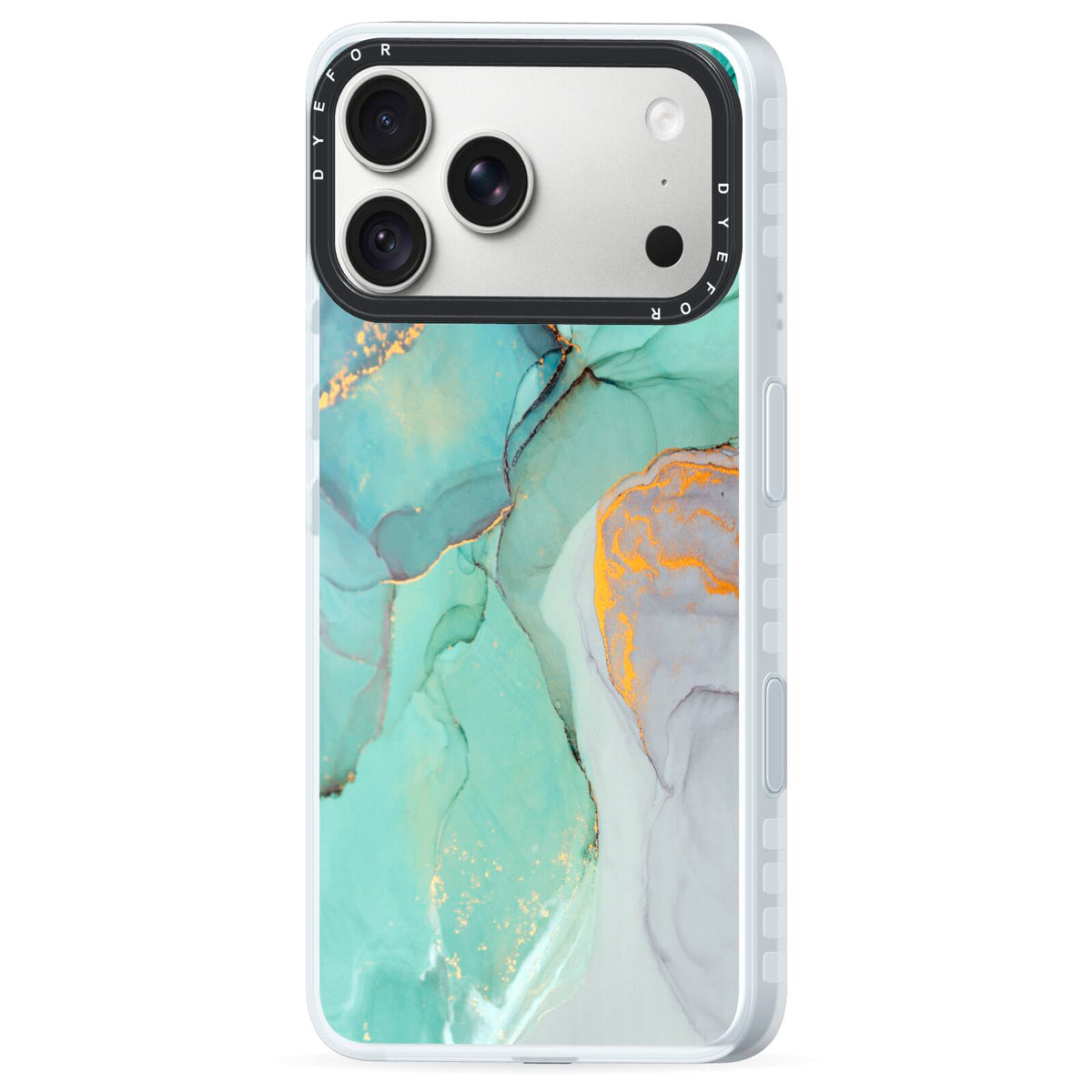 Marble Pattern iPhone 18 Pro Max Black Impact Pre order Case Side Angle on Silver phone