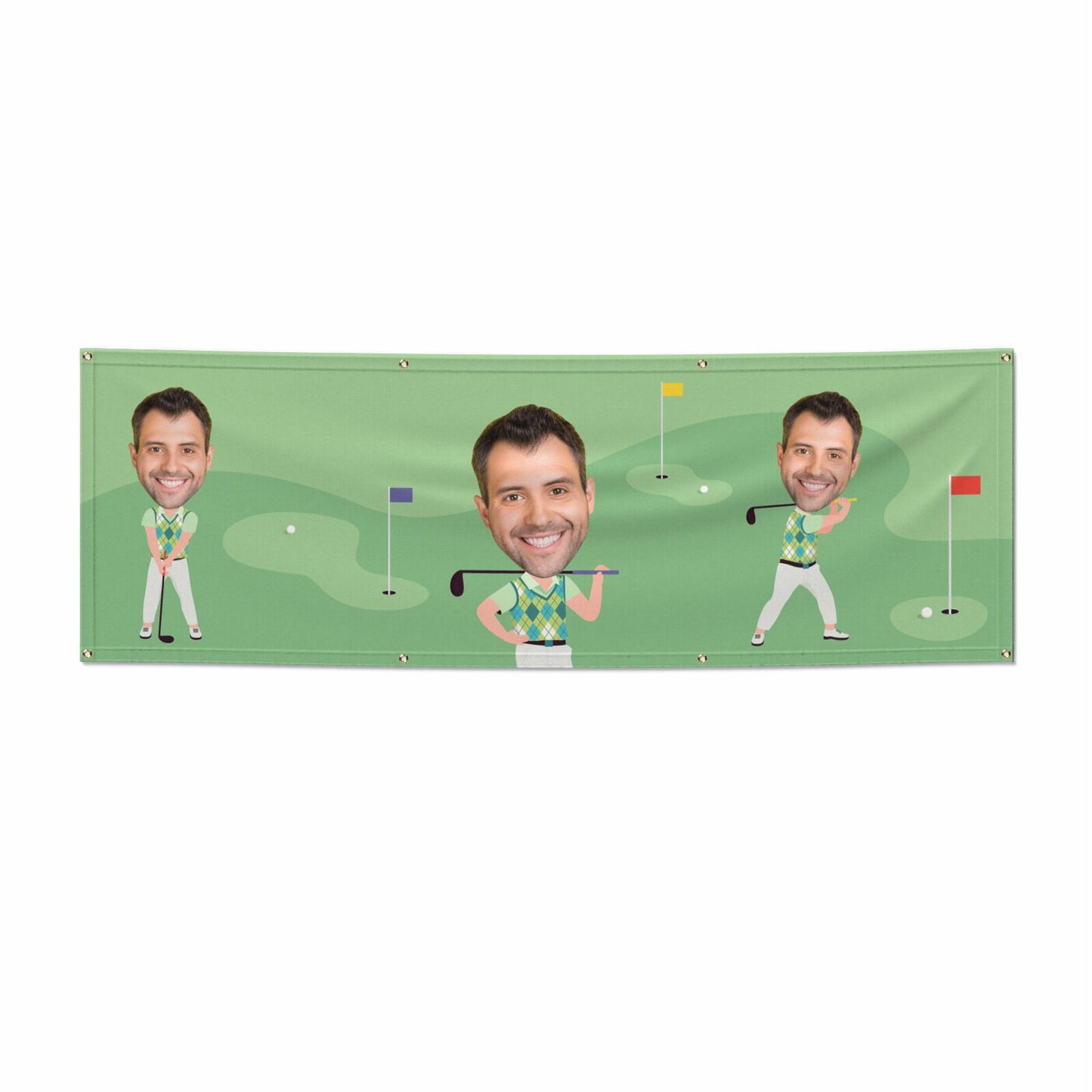 Mens Golf Photo Face 6x2 Banner