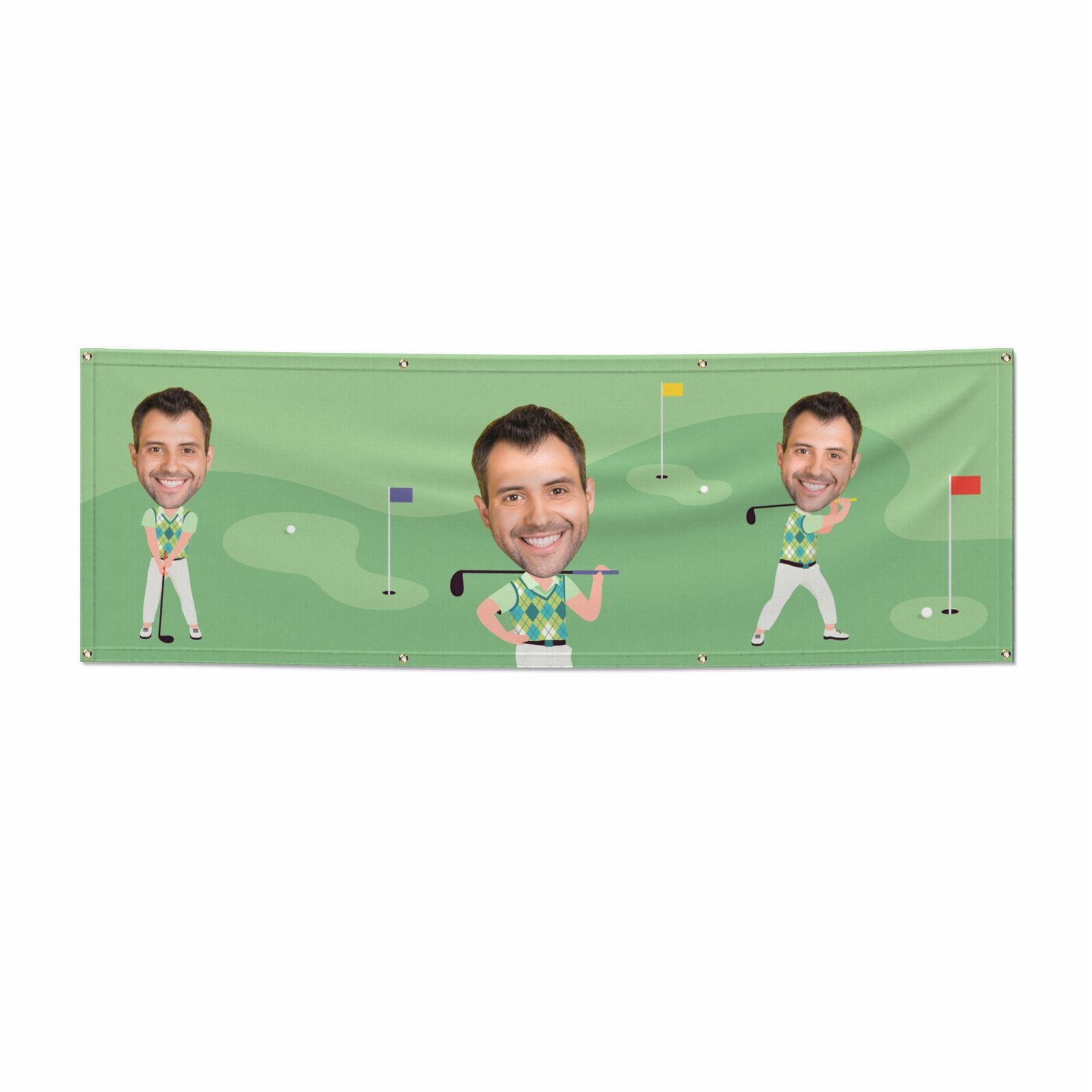 Mens Golf Photo Face 6x2 Banner