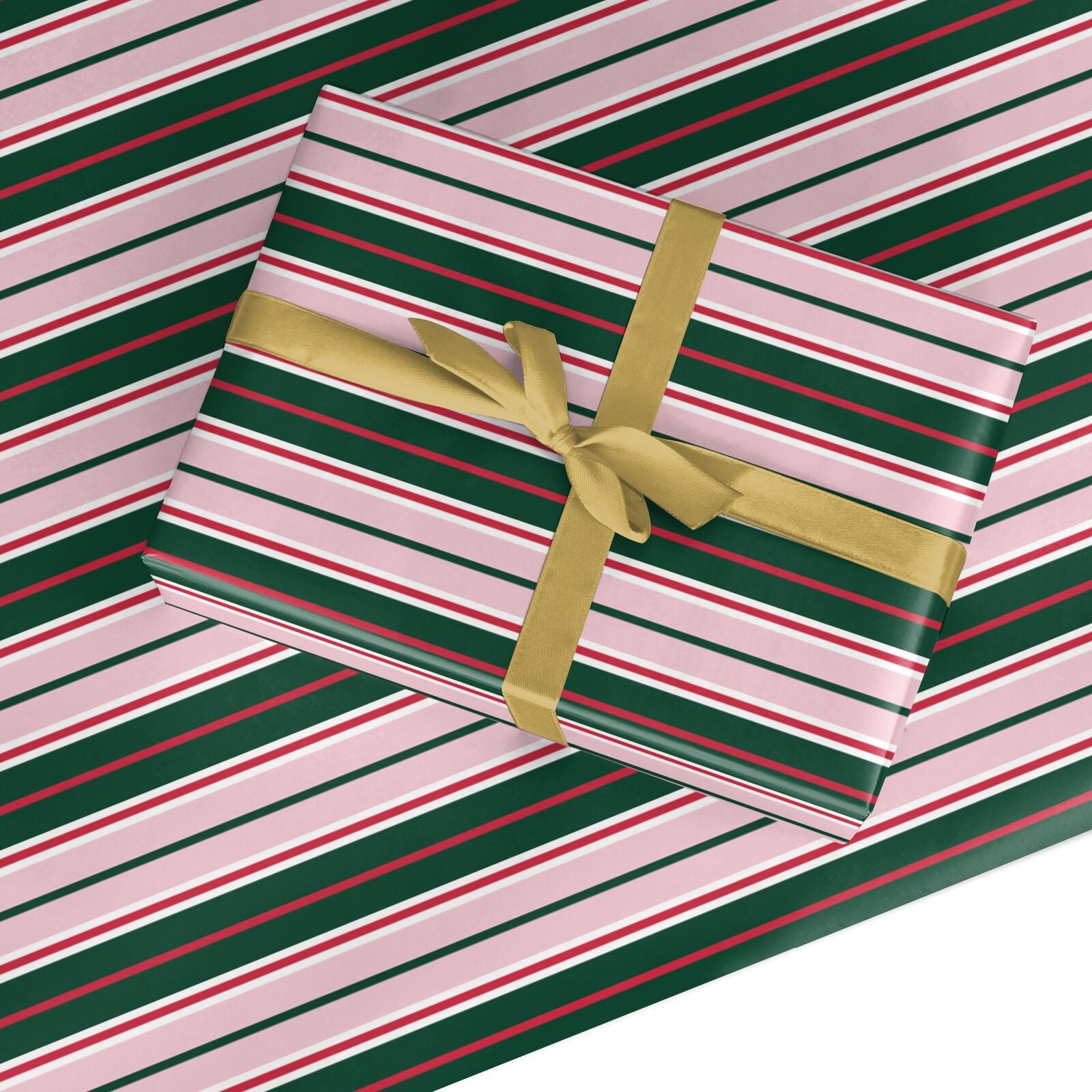 Merry Evergreen Stripe Custom Wrapping Paper
